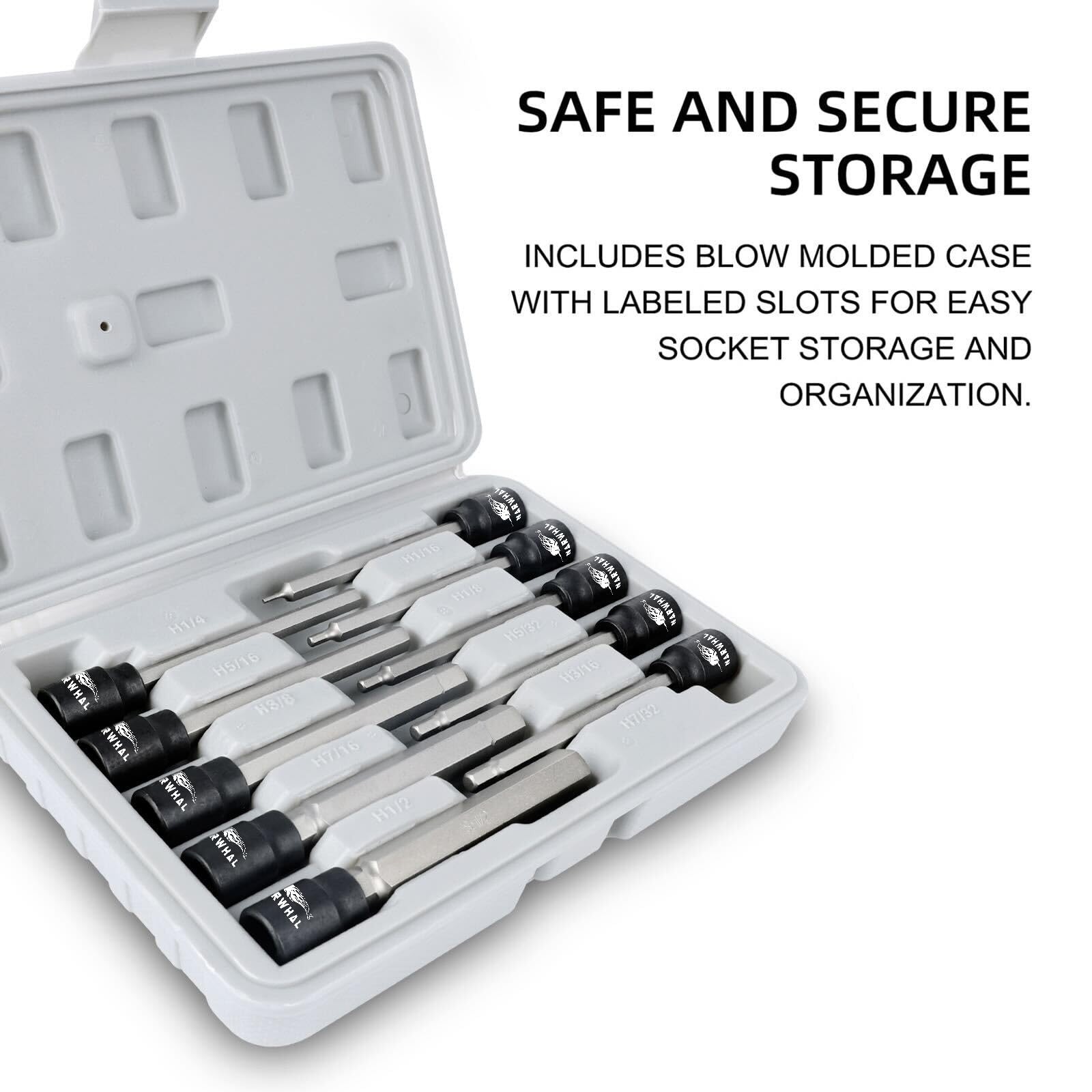 Extra Long Hex Bit Socket Set (10 Pack) – 6″ Allen Wrenches, 3/8″ Drive Sizes 1/
