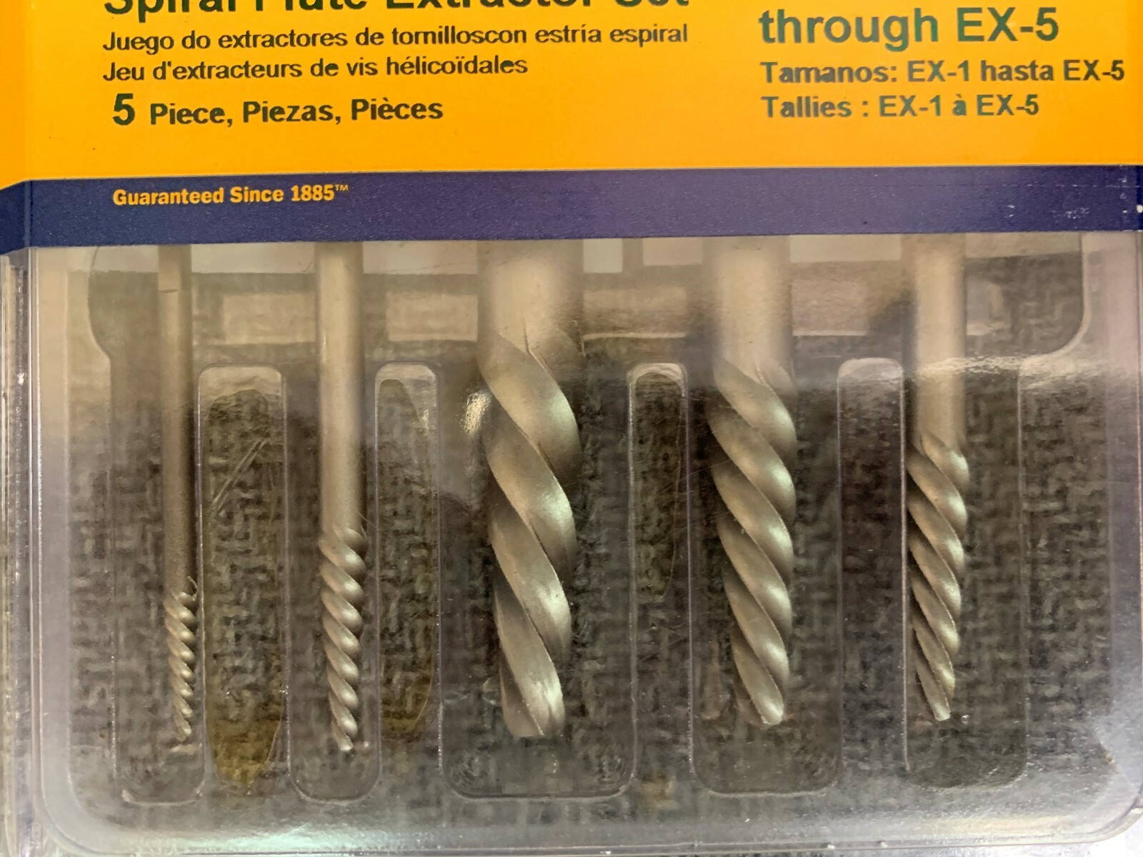 IRWIN HANSON #53535 5PC SPRIAL FLUTE SCREW EXTRACTOR SET EX1-EX5