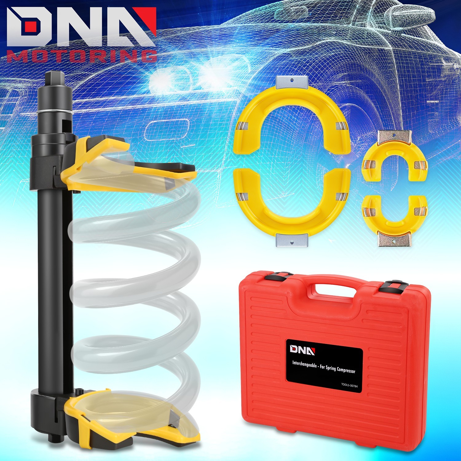Interchangeable Universal Fork Strut Coil Spring Compressor Extractor Tool Kit