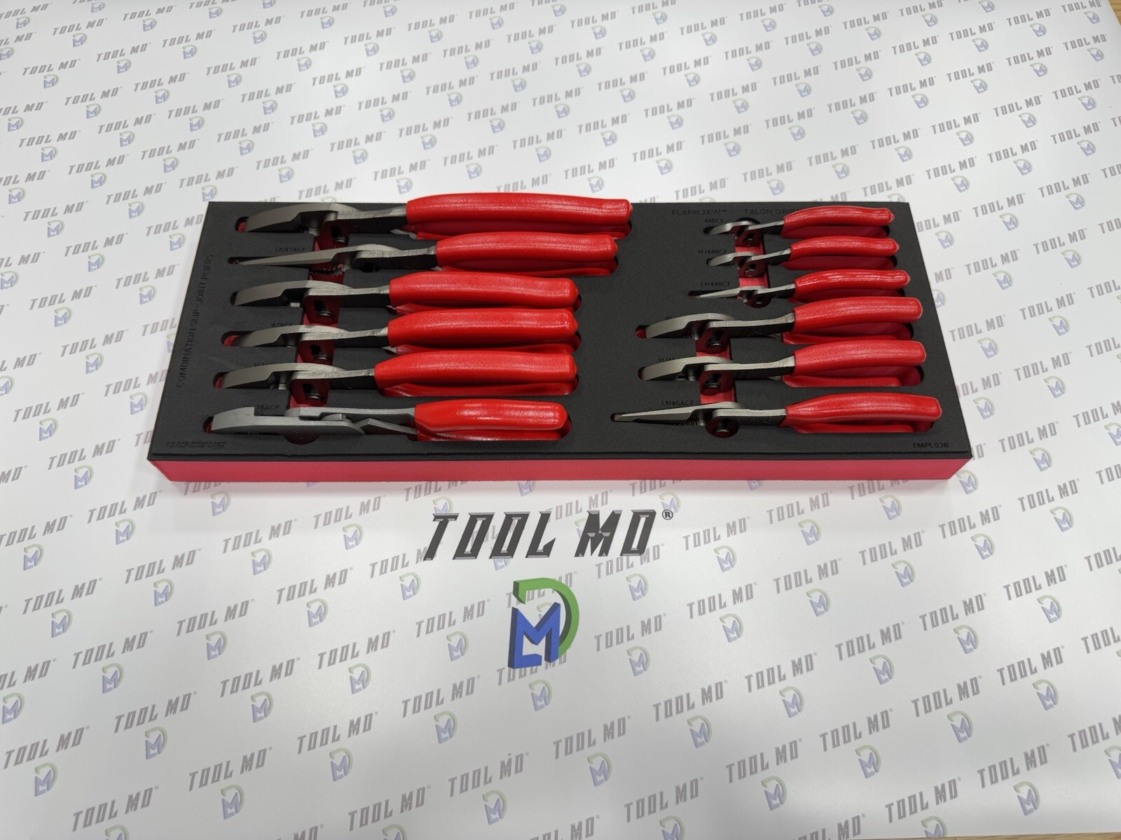 Snap-on Tools USA NEW RED 12pc Master Slip Joint Pliers Foam Set PLSJ1200FR
