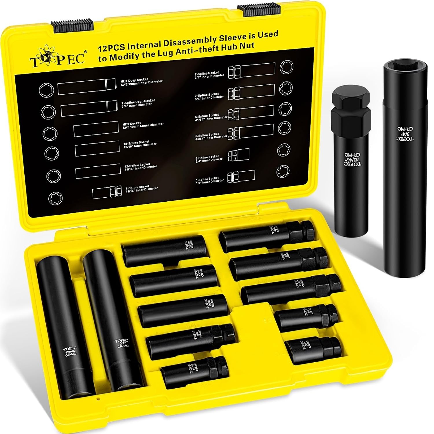 12PCS Spline Lug Nut Socket Set – Universal Removal Tool