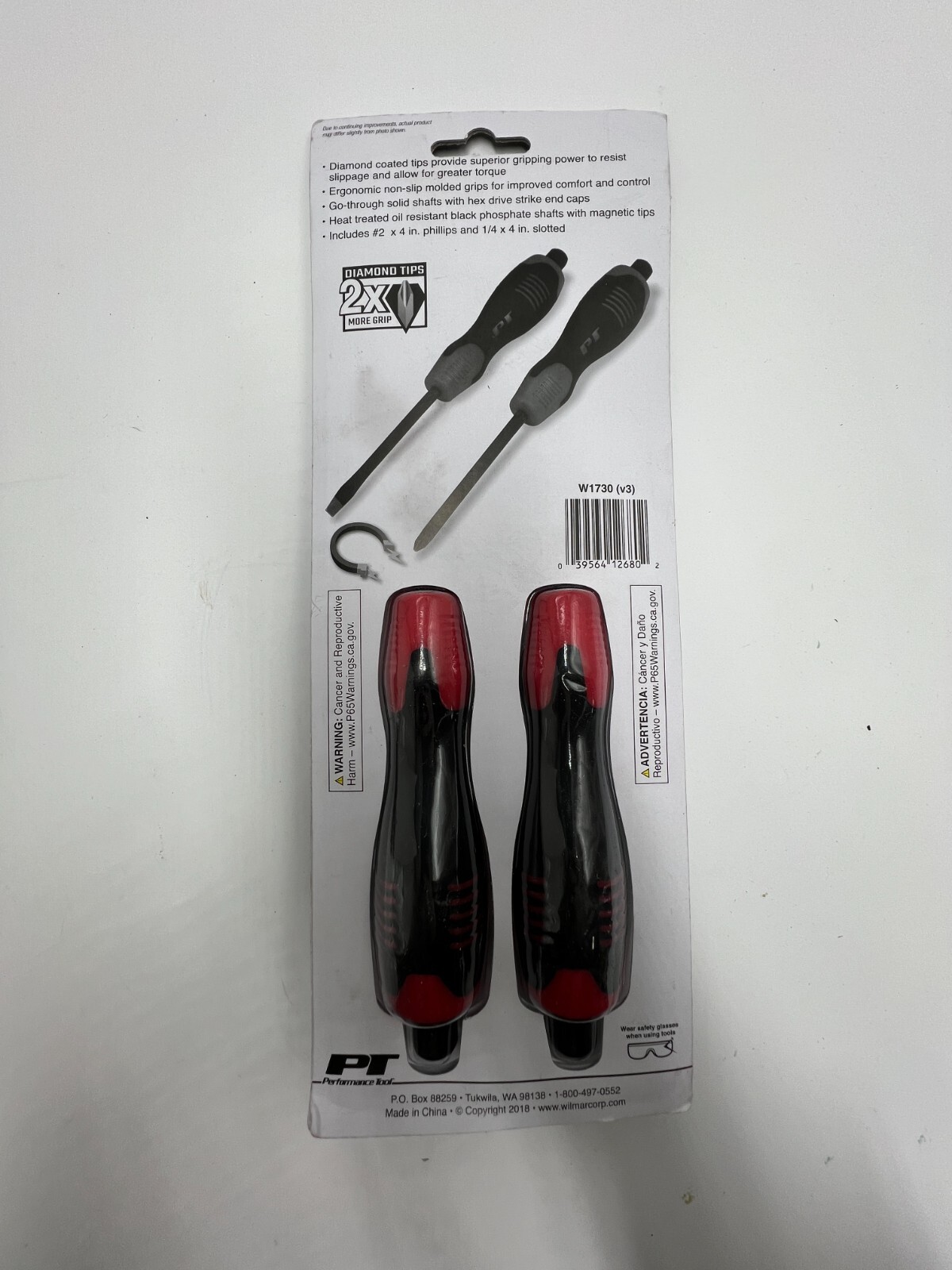 Performance Tool Diamond Tip Screwdriver W1730 Two Piece Set | Go-Through