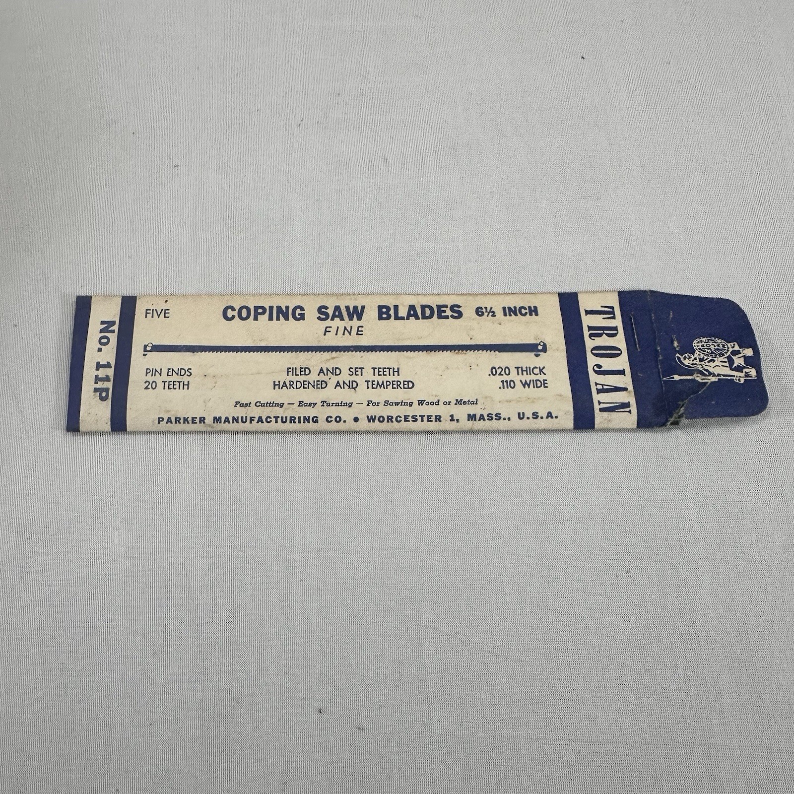 Trojan 11P Coping Saw Blades 6.5″ Pin Ends Fine Toothed 4pk