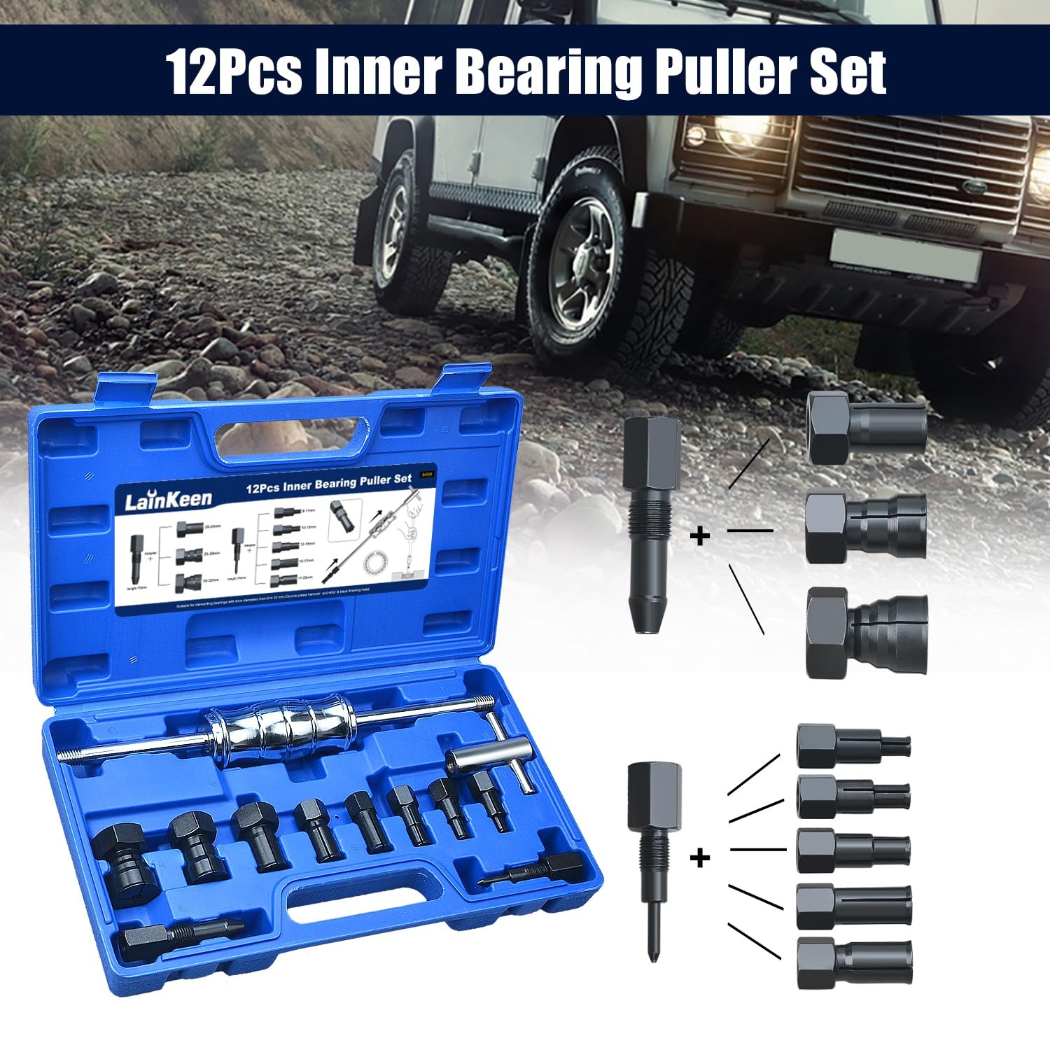 12pcs Blind Hole Bearing Puller Set 8-32mm Collet
