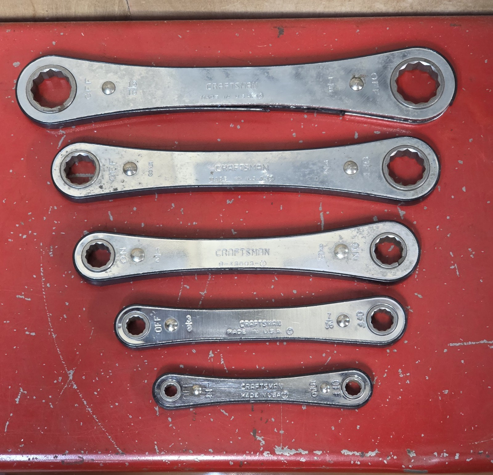 Craftsman USA 5pc. SAE Ratcheting Box End Wrench Set 1/4-5/8 3/4 7/8 15/16″ READ