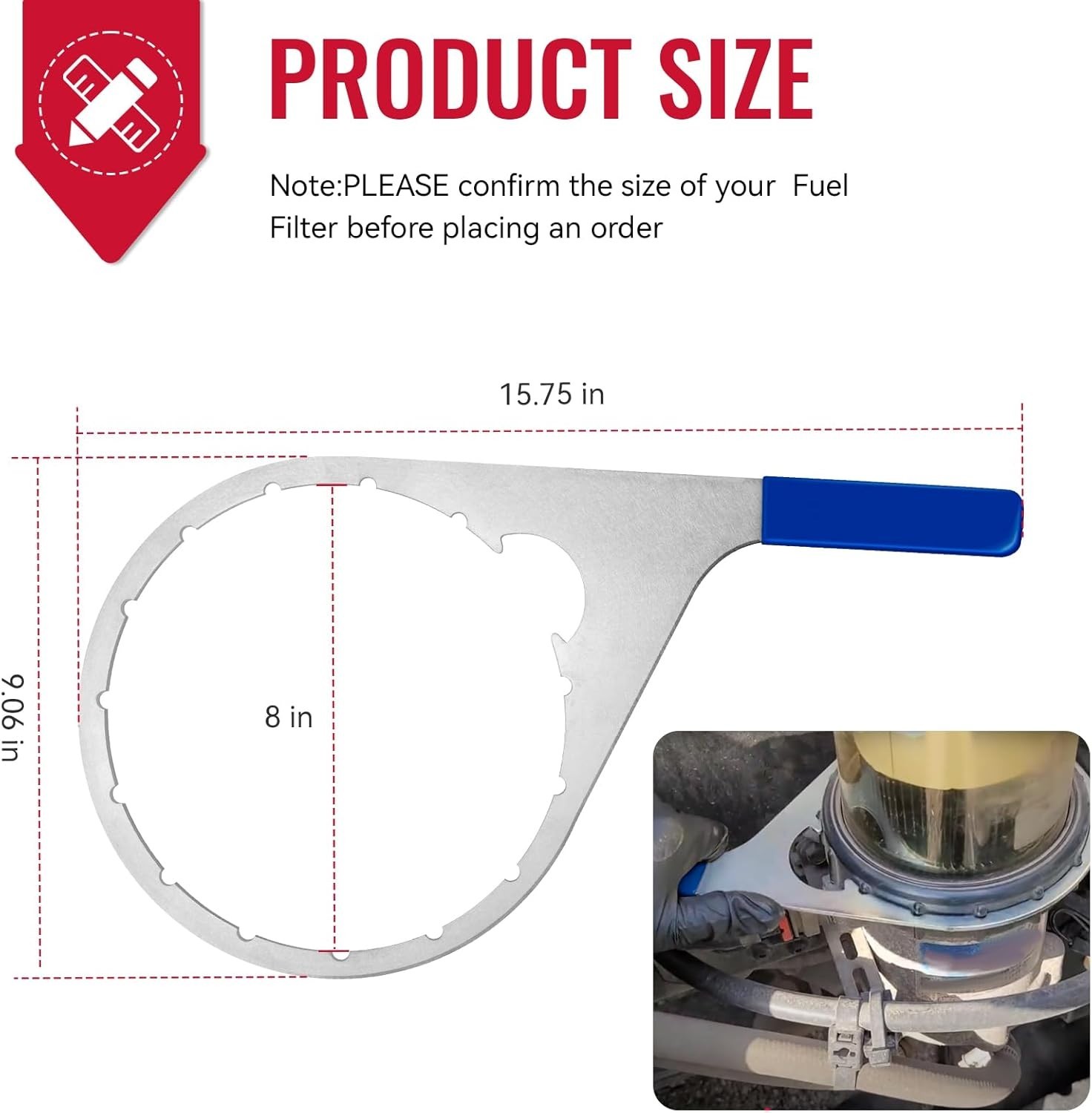 Professional 8″ Fuel Filter Wrench for Detroit Diesel – Effortless Performance
