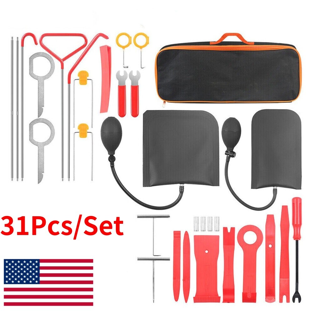 31Pcs/set Auto Car Window Door Emergency Open Unlock Lock Repair Tool Kits