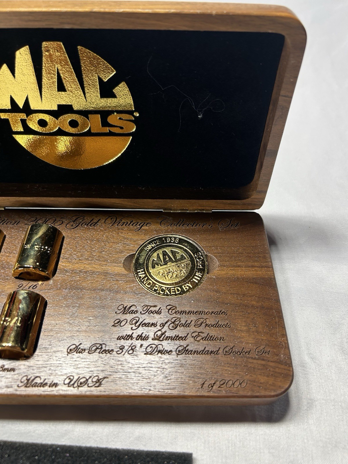 Limited Edition 24K Gold Plated MAC Tools 2005 1 of 2000 3/8 socket set 10mm 6pc