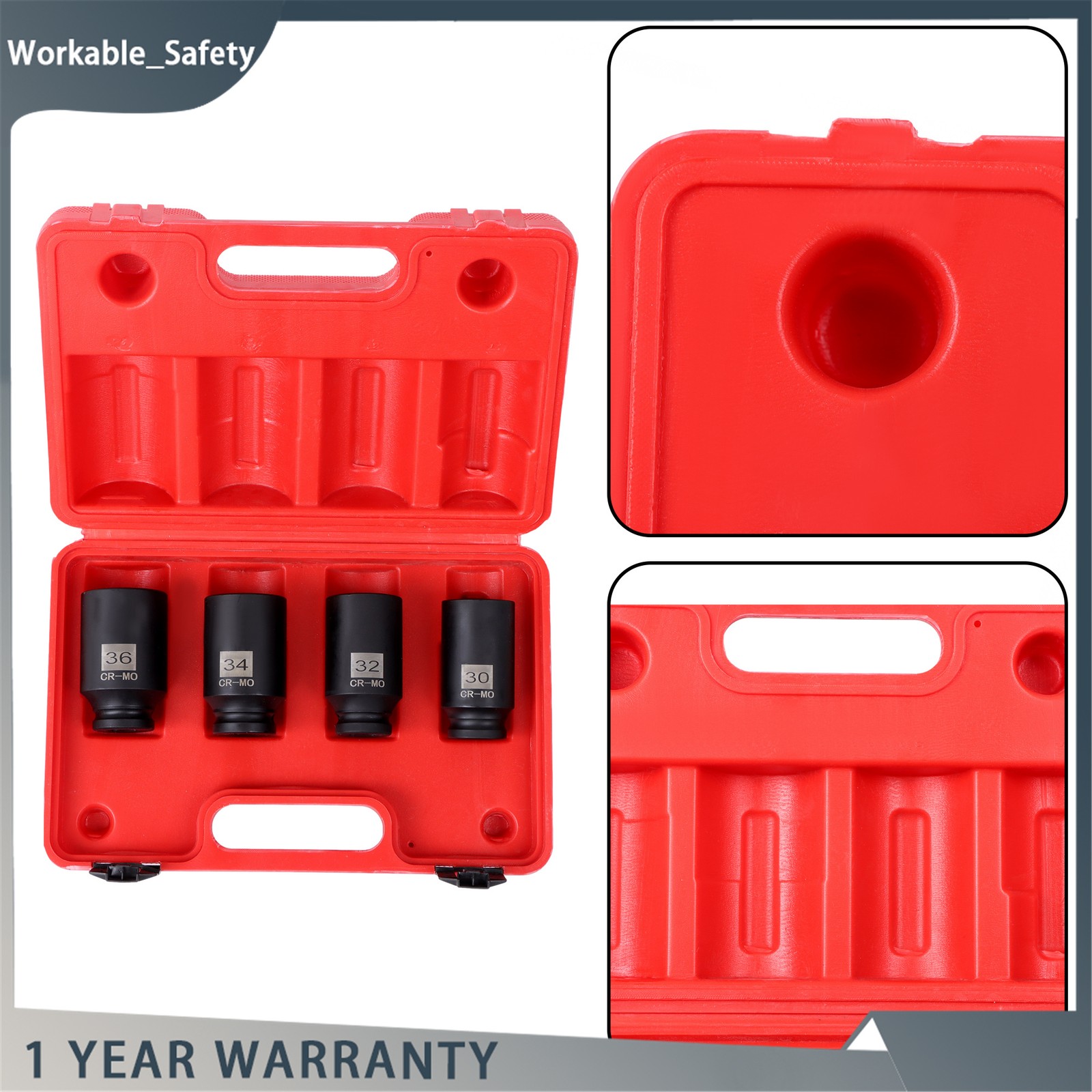 4pcs 1/2 Drive Deep Spindle Axle Nut Socket Set 30mm 32mm 34mm 36mm 12Point NEW
