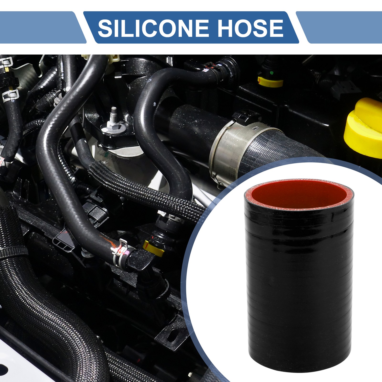 68mm 2.68″ ID 127mm 5″ Length 0 Degree Black Red Car Hose