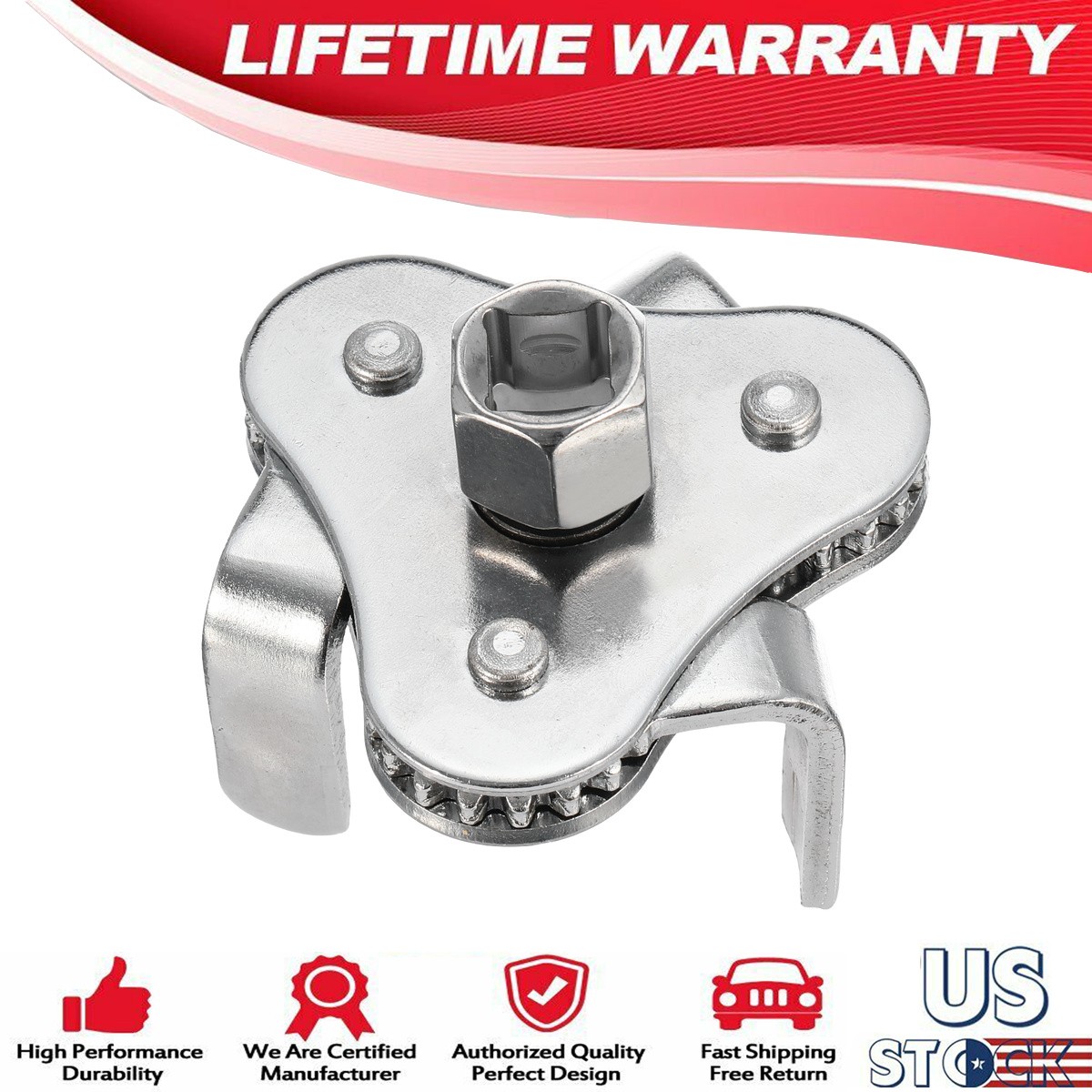 Oil Filter Wrench 3 Jaw Adjustable Oil Filter Removal Tool Universal 2-Way