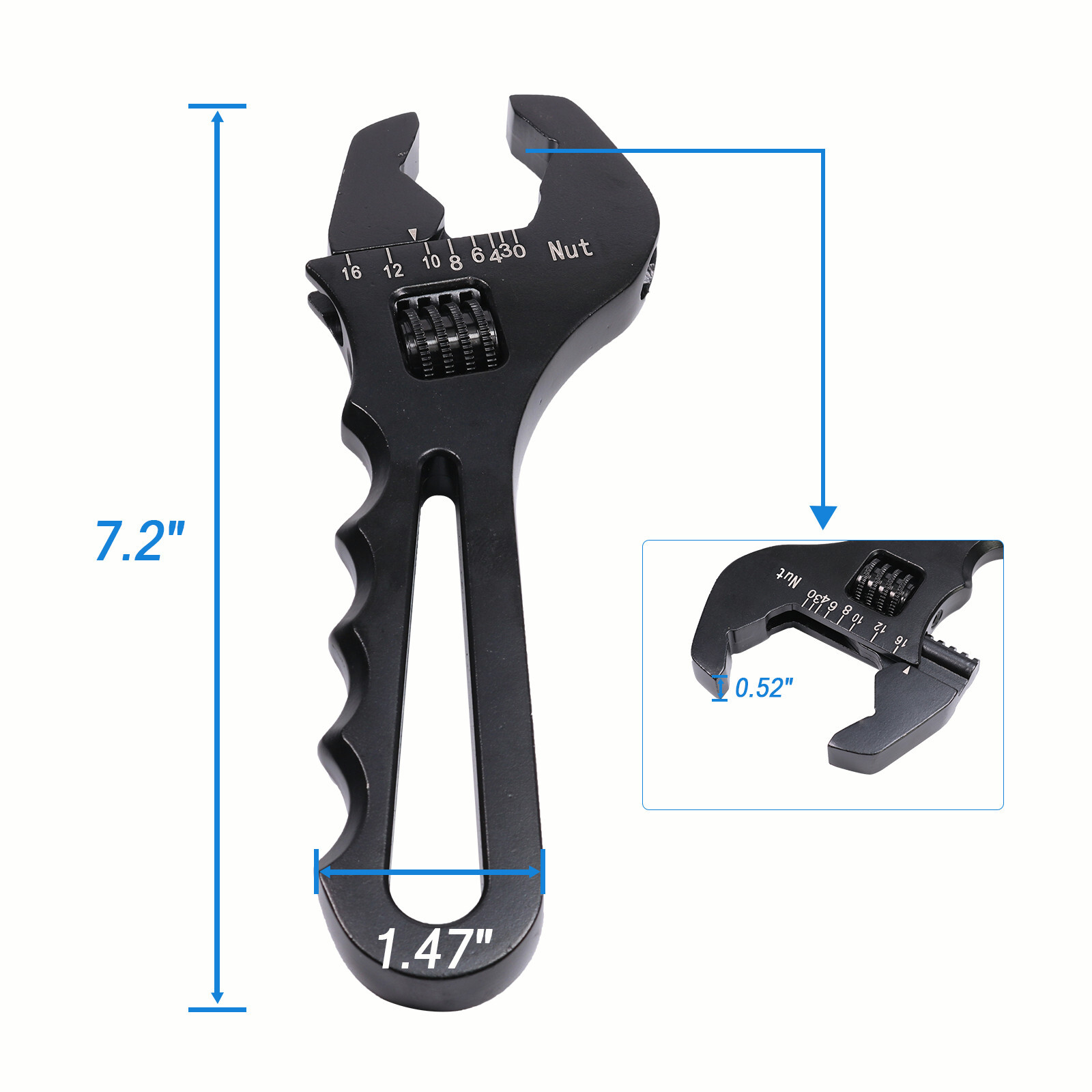 Aluminum 3AN-16AN Adjustable Wrench Tool Spanner Black For Hose End Fitting
