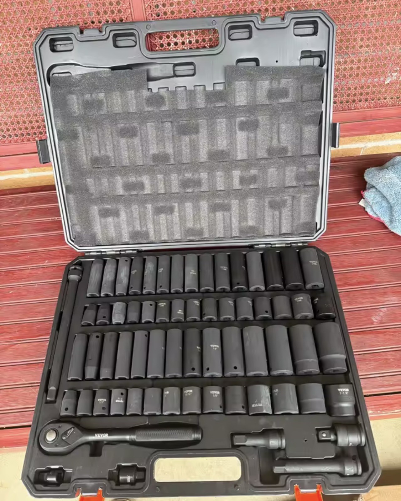 Impact Sockets Set 65pcs 6-Point 1/2in Drive Bit Ratchet Tool Kit Case
