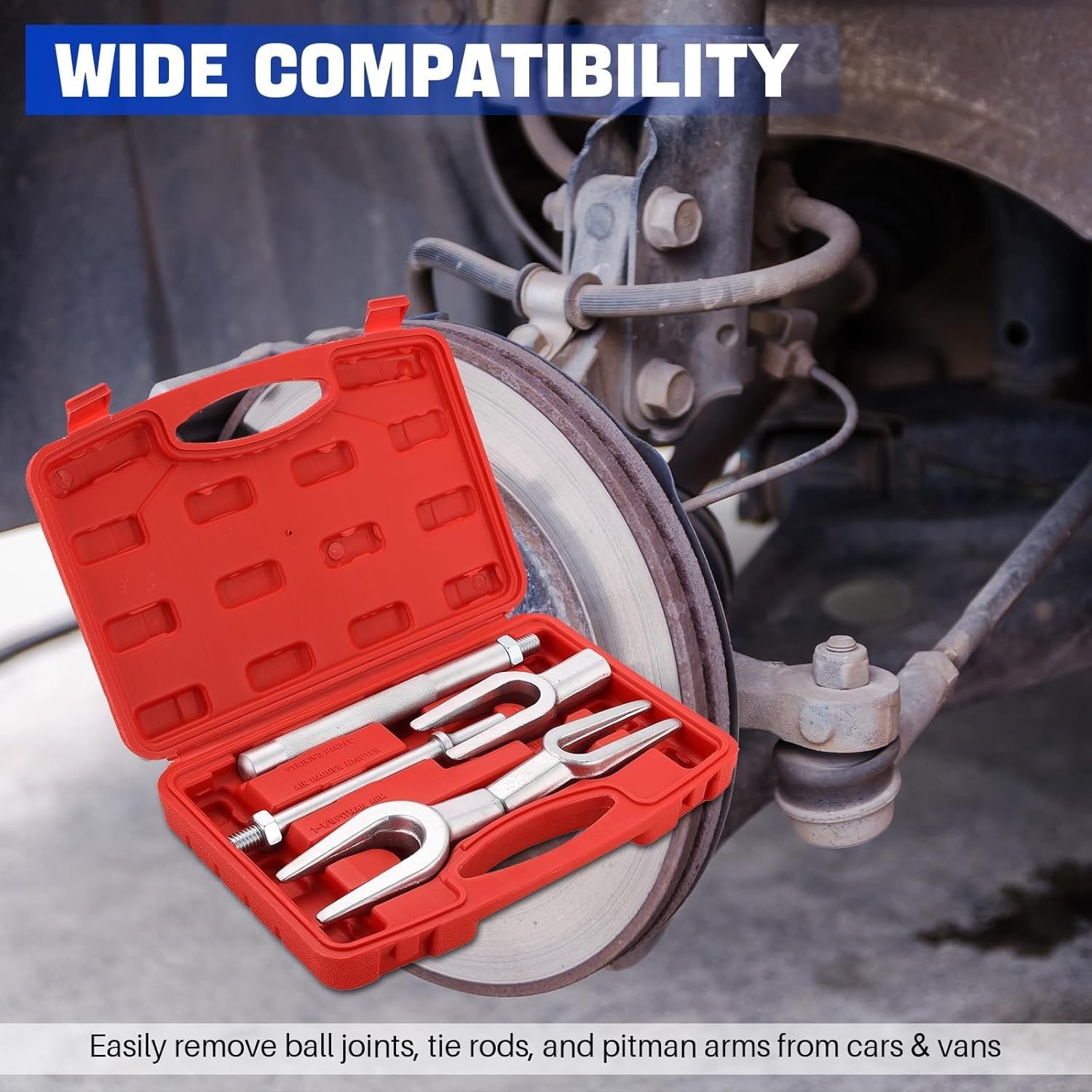 5-Piece Heavy Duty Ball Joint Separator Tool Set with Storage Case for Vehicles