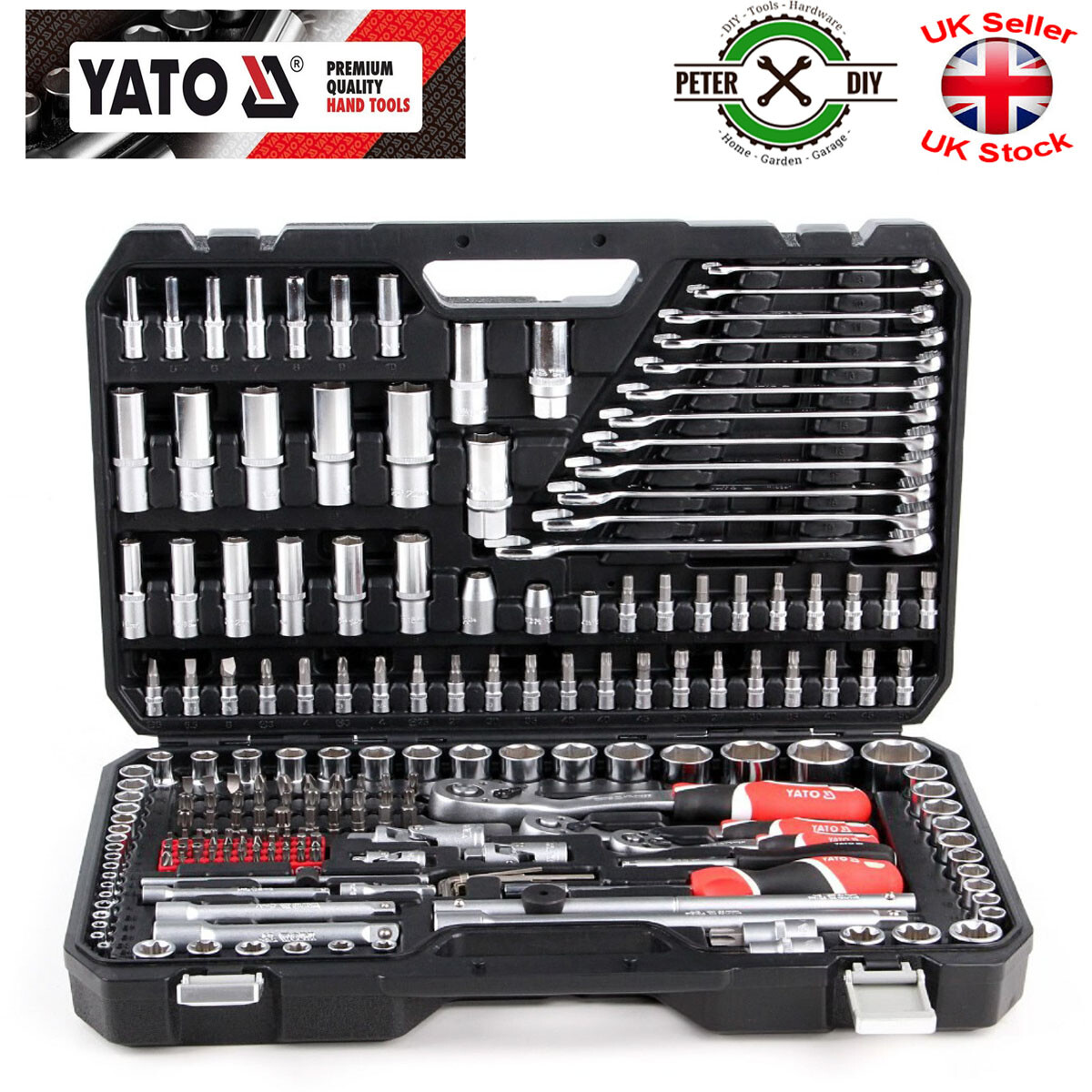 SOCKET SET 1/2 1/4 3/8 RATCHET Tools Toolbox (216+4pcs) YATO YT-38841+YT-0143