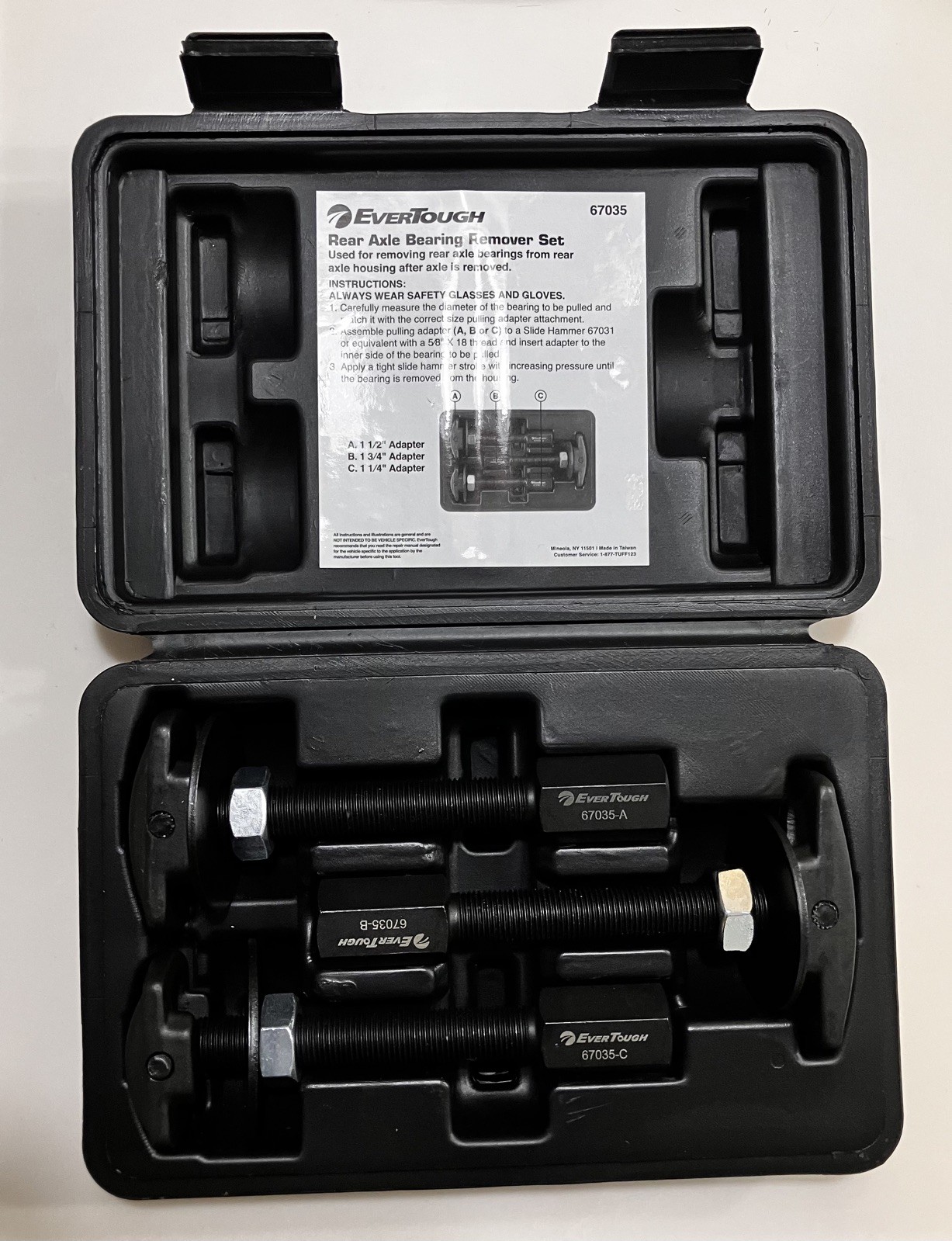EVERTOUGH 67035 Rear Axle Bearing Remover Set, with plastic case