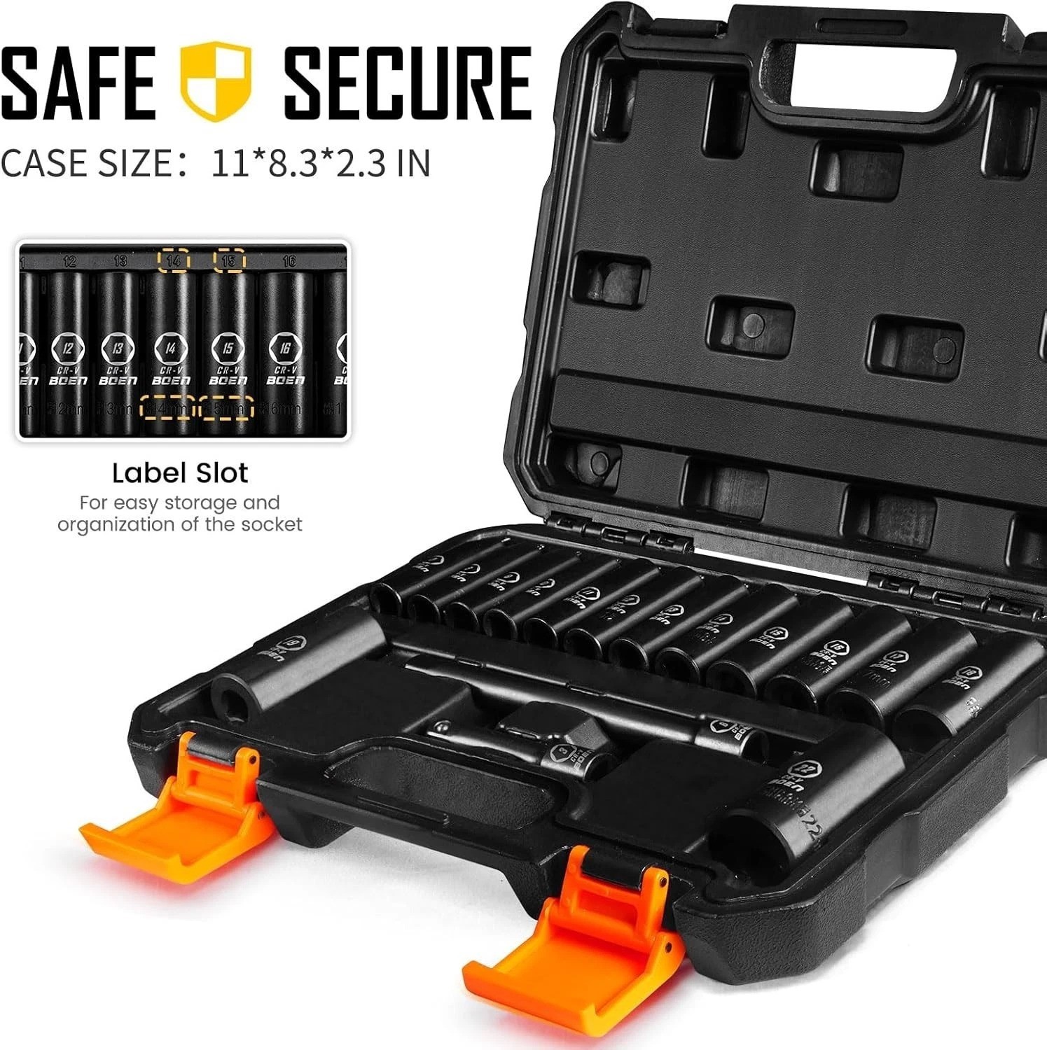 16-Piece Metric Impact Socket Set 7-22mm with Extensions in Heavy-Duty Case