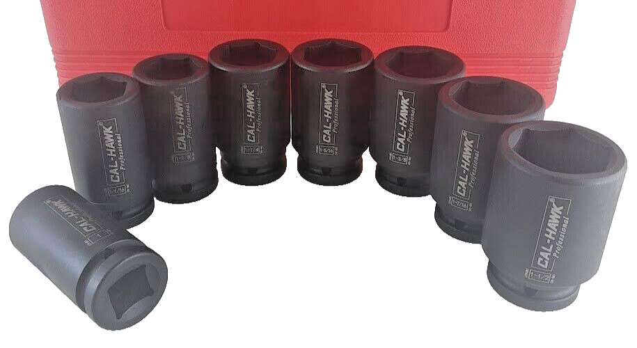 8PC 3/4″ DR. 6 Point Deep Air Impact Tool SAE CRV Pro 1″ to 1-1/2″ Socket Set