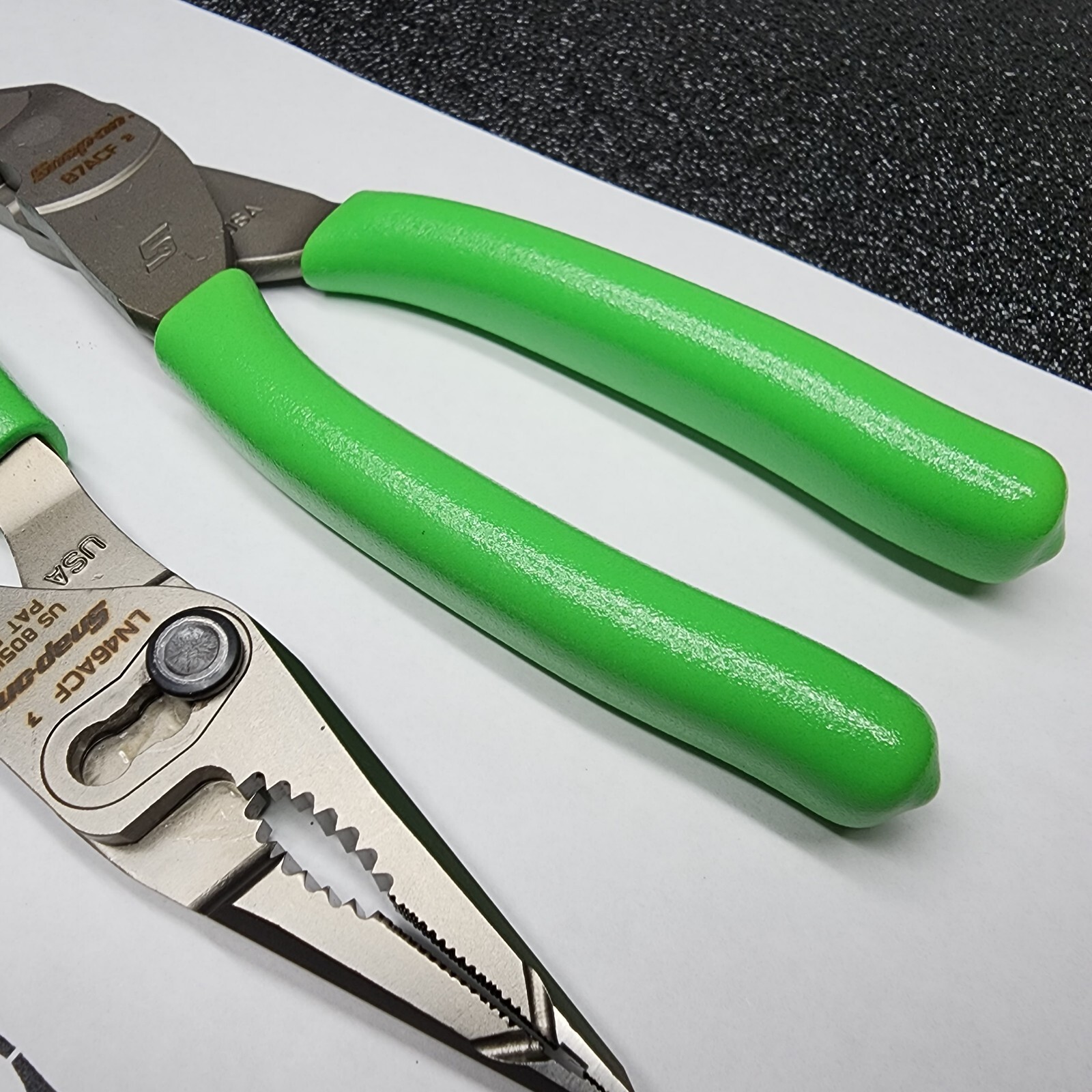 Snap-on Tools 2pc GREEN 7″ Long Nose Slip-Joint Pliers & Diagonal Cutter LN46ACF