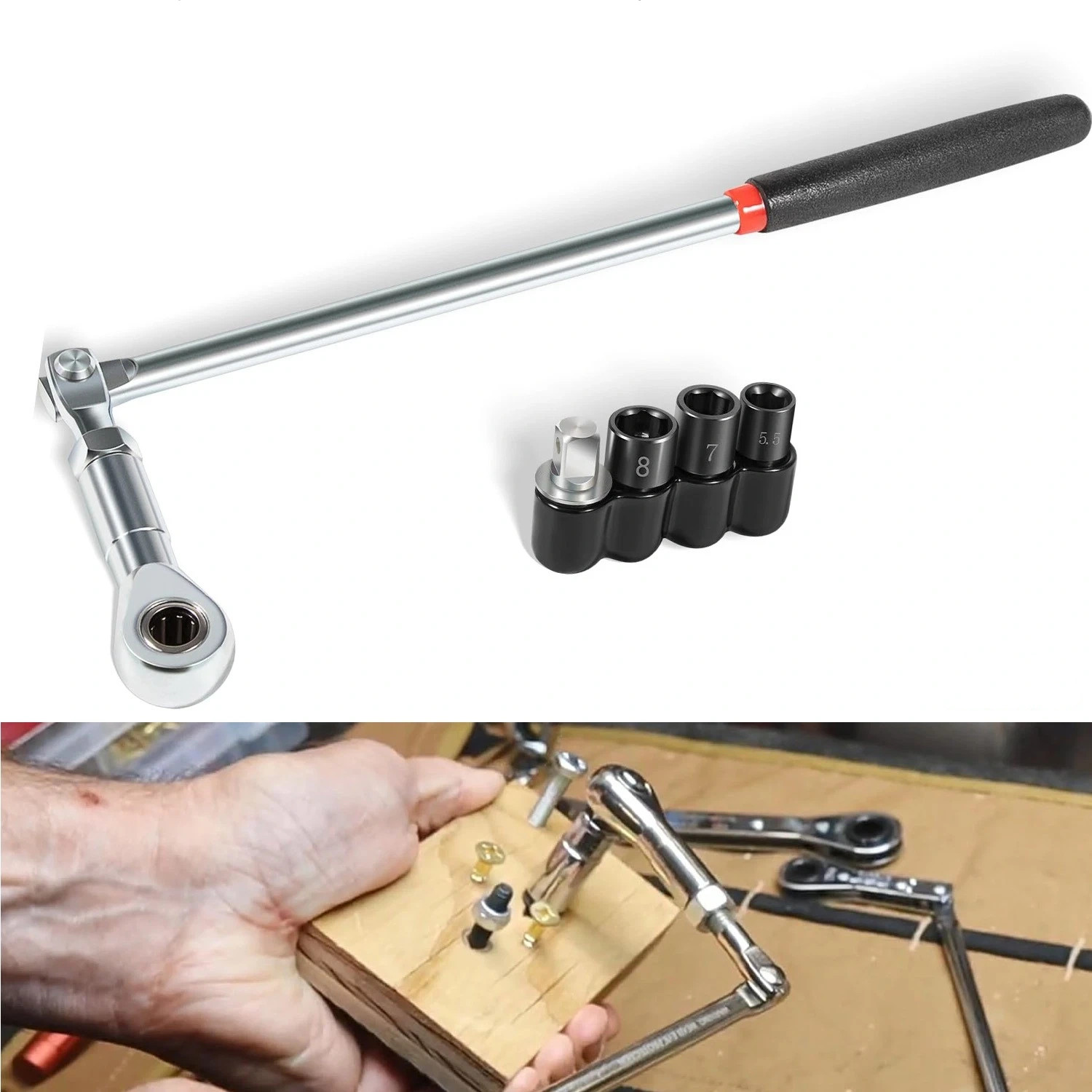64180 Actuator Motor Tool Set includes 5.5mm 7mm 8mm Socket 1/4″ Square Drive