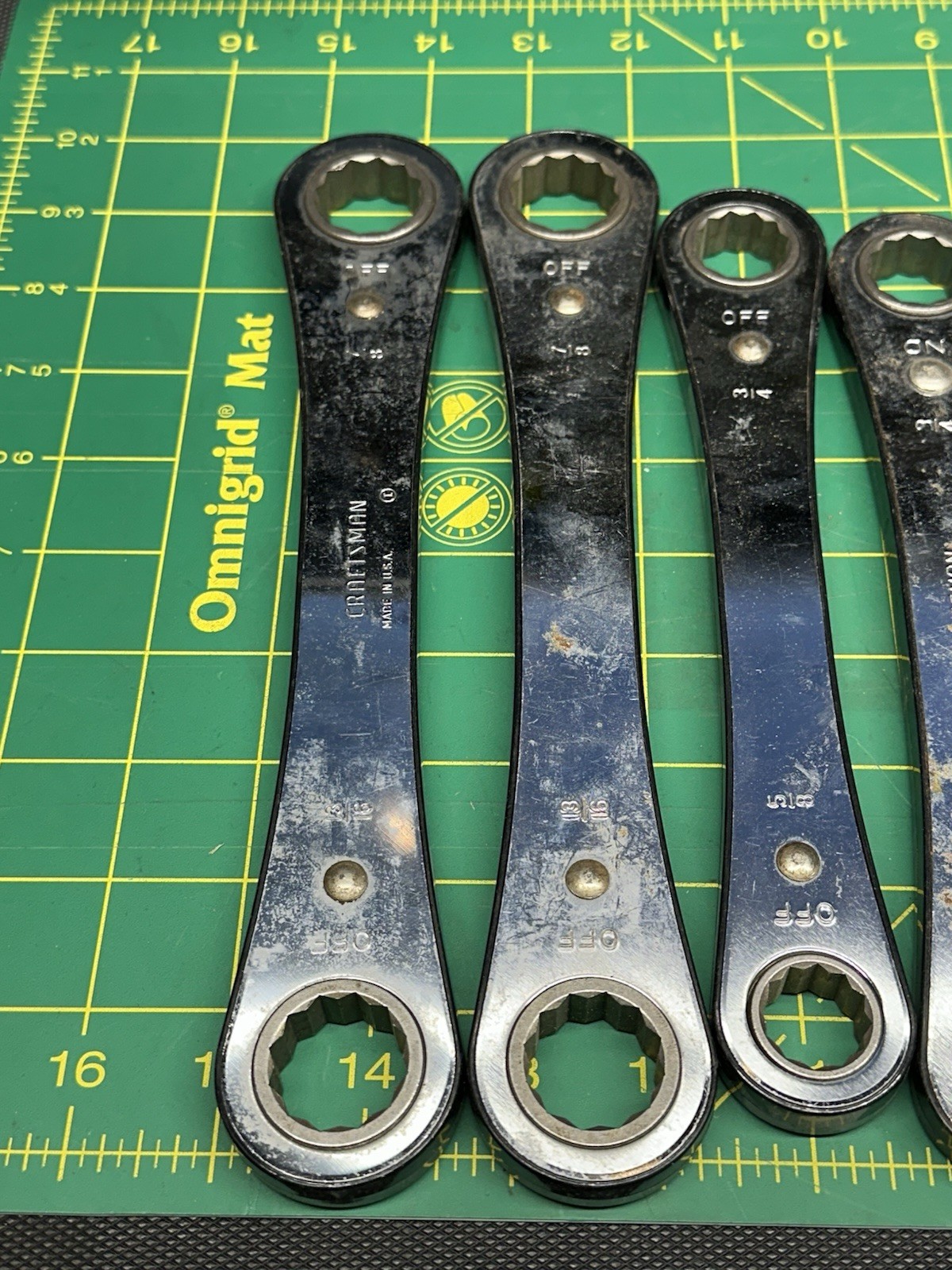 Lot Of 8 VTG Craftsman Double Box End Ratcheting Wrenches Circle «i»