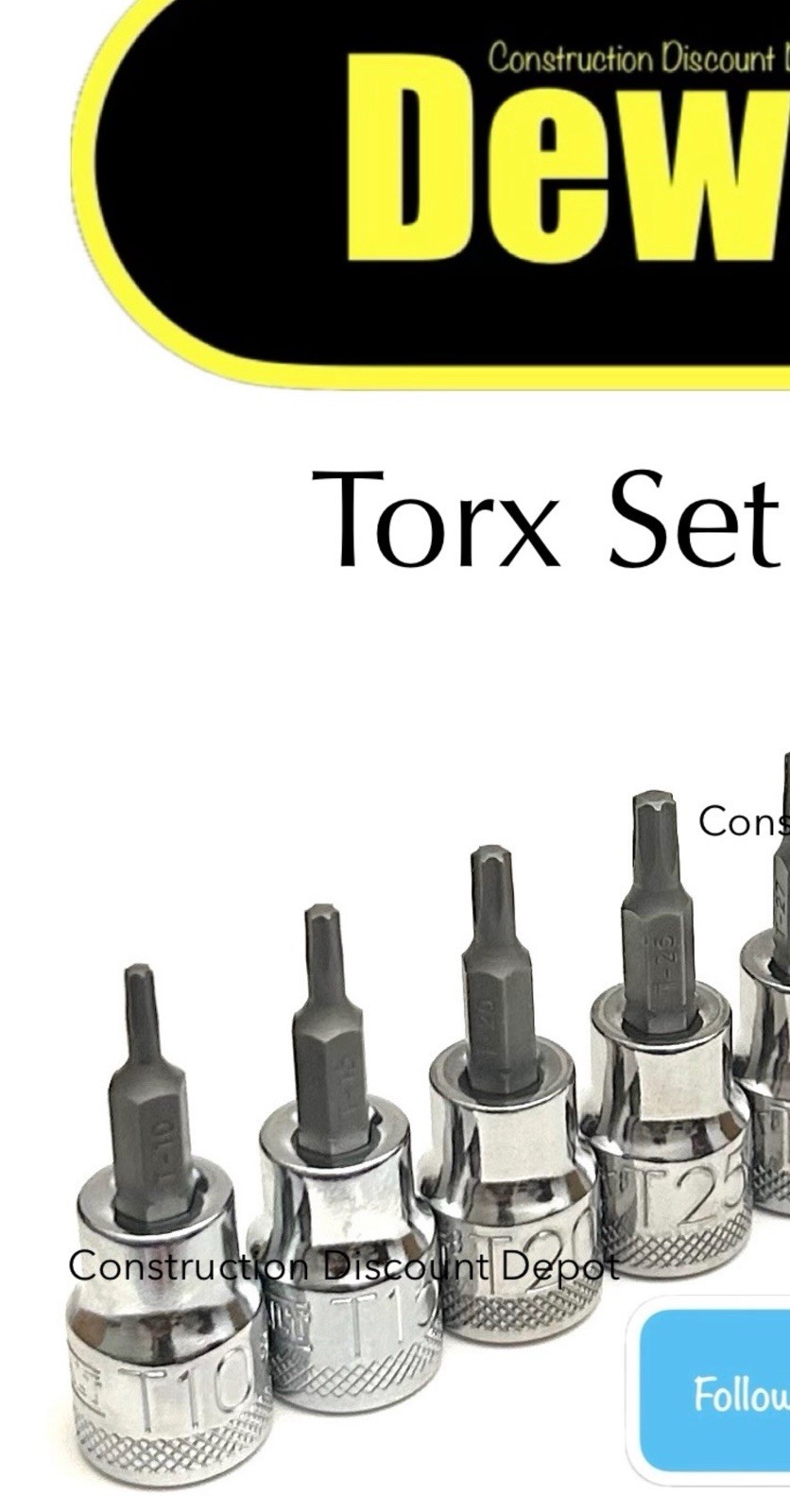 DeWALT 3/8″ In. Drive Socket Torx Bit Set T10 T15 T20 T25 T27 T30 T40 T45