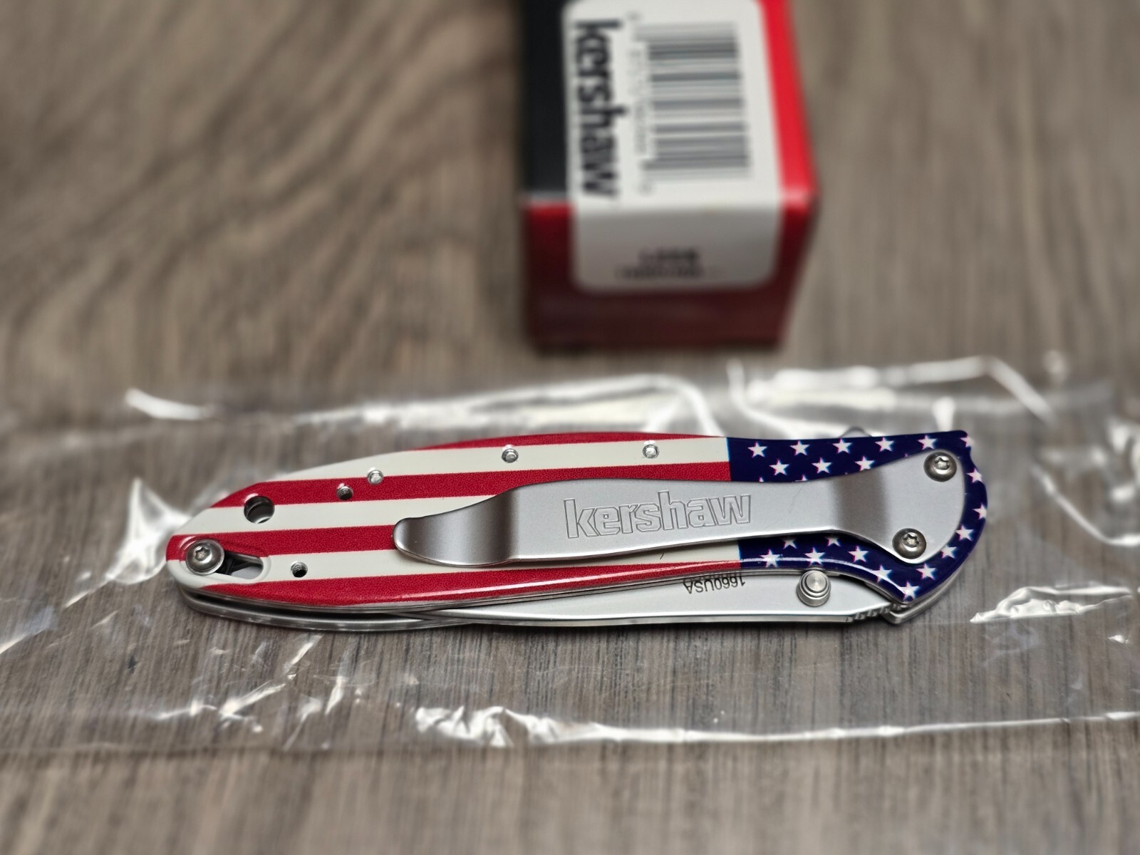 New! Kershaw LEEK USA American Flag Pocket Knife Clip Assisted Opening #1660USA