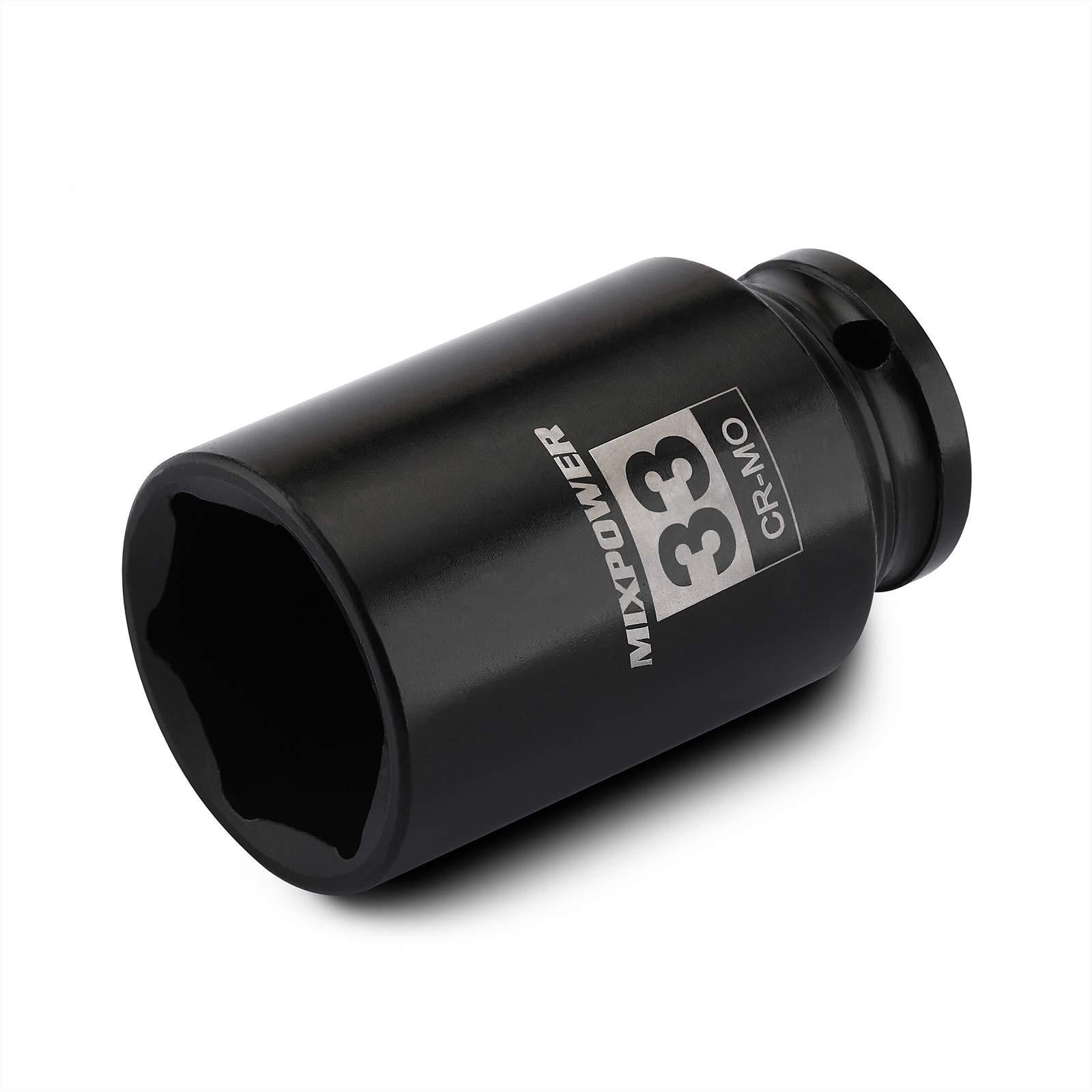 Mixpower 1/2″ Drive Deep Impact Socket, Cr-mo, 33 Mm, Metric, 6 Point, 33mm