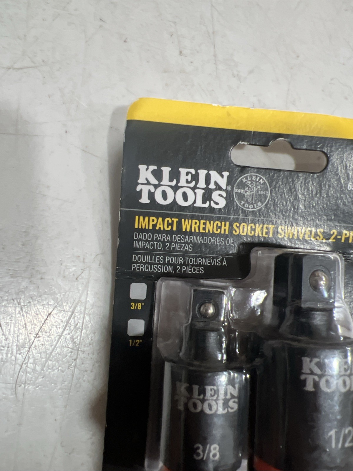 Klein Tools 65842SW Impact Wrench Socket Swivels 2 piece 3/8” & 1/2” New Sealed