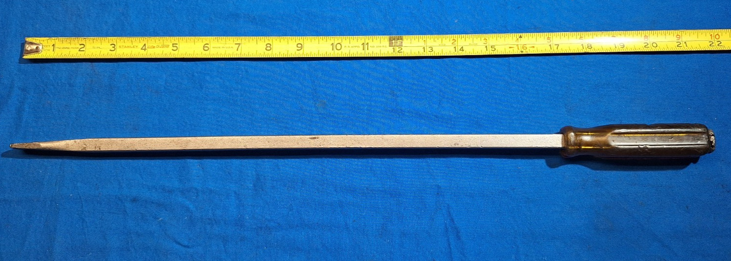 Vintage Mac Tools PL18 red and yellow handle striking pry bar 21″ long