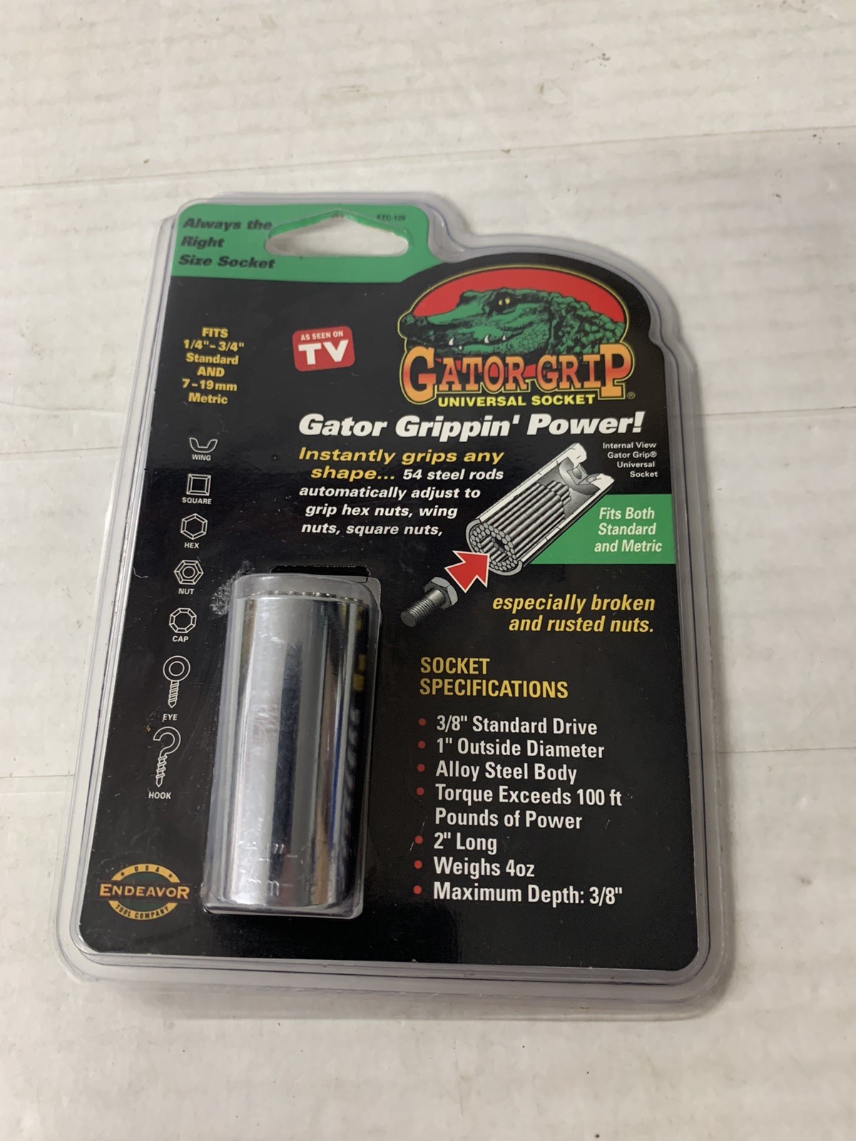 Gator Grip Vintage Endevor Universal 3/8″ Socket USA NEW OLD STOCK!-RARE!