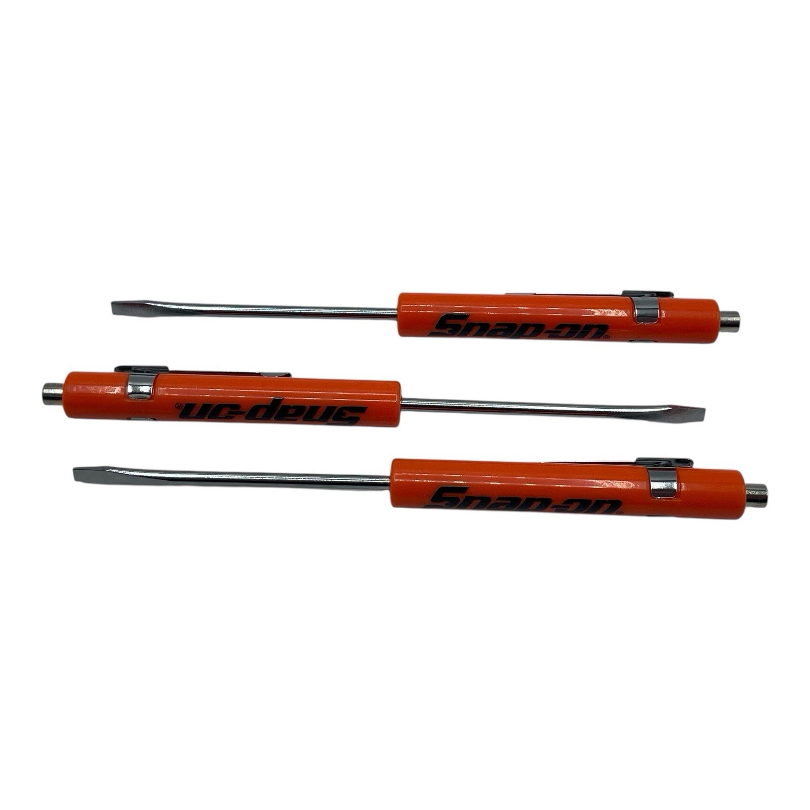 3 Pack Snap On Orange Pocket Screwdriver Flat Tip Blade and Magnetic End