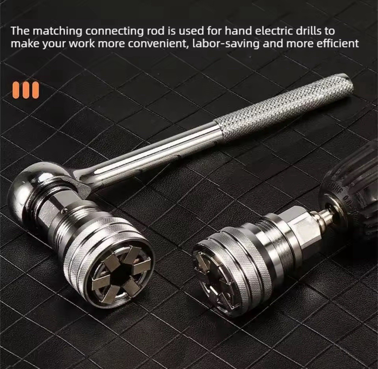 Universal Socket Adapter Set 10-19mm Magic Grip + 3/8” Drill Bit CR-V Steel