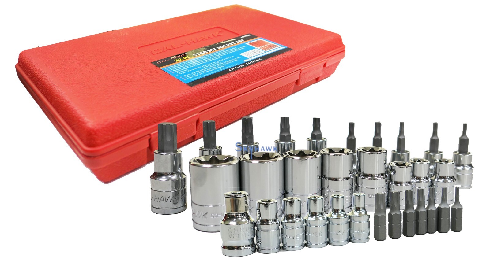 32pc 1/4″, 3/8″ & 1/2″ DR E-TORX STAR SOCKET SET & BIT MALE FEMALE E & T SOCKET