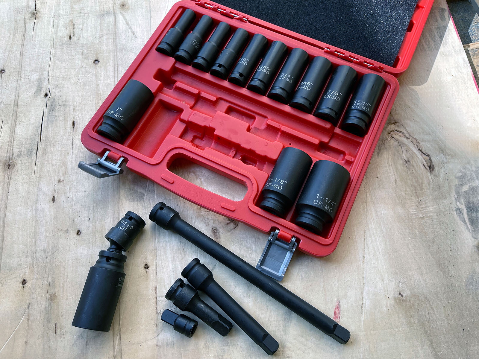 19PCS SAE 1/2″ Dr. Deep Master Impact Socket Set w/ 3» 5» 10» Extension Bar