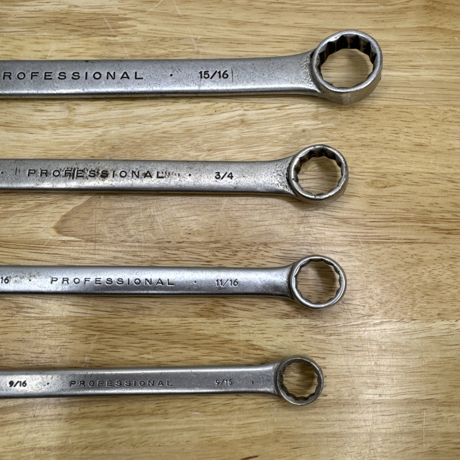 Proto Professional 4 Wrench Lot – 15/16” – 3/4” – 11/16” – 9/16” USA Made
