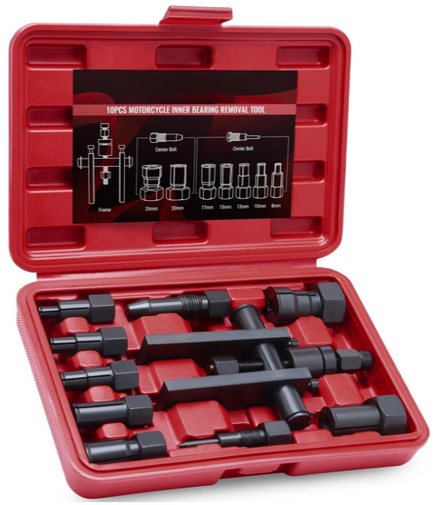 Juego extractor de rodamientos de moto, kit 10 piezas para rodamientos 8-25 mm