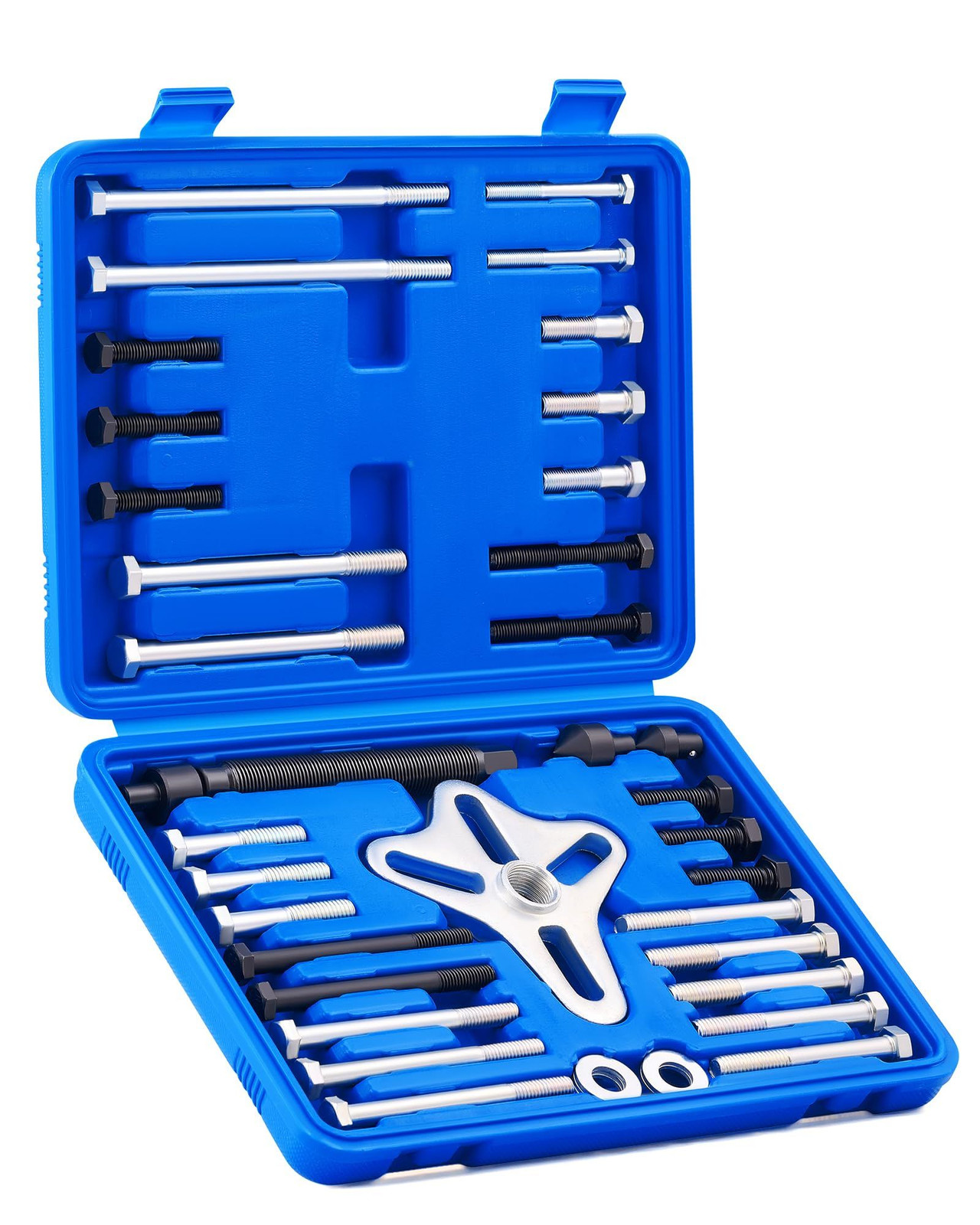 Orion Motor Tech Harmonic Balancer Puller Kit, SAE and metric sizes, blue