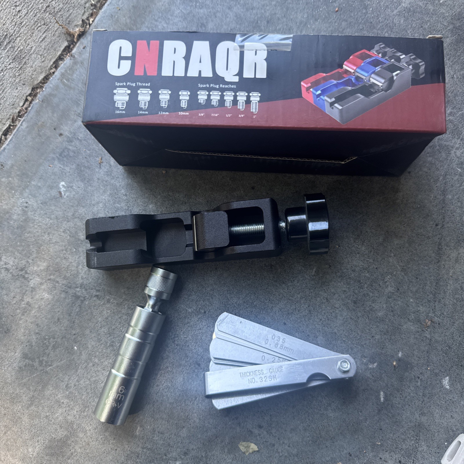 Premium Spark Plug Gap Adjustment Tool + 16mm Spark Plug Socket + Feeler Gauge