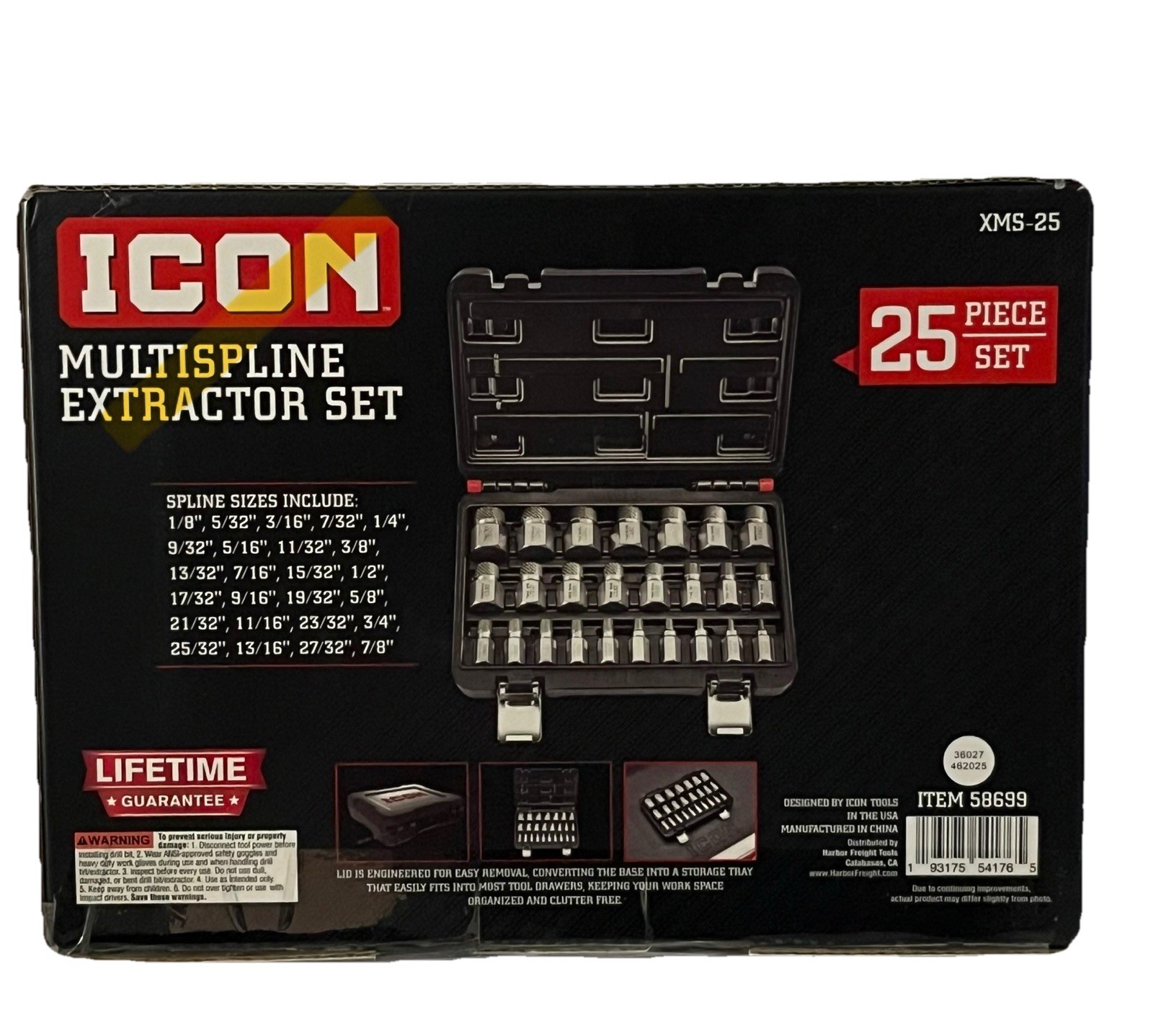ICON XMS-25 PROFESSIONAL MULTISPLINE EXTRACTOR 25 PIECE SET 58699 *NEW SEALED*
