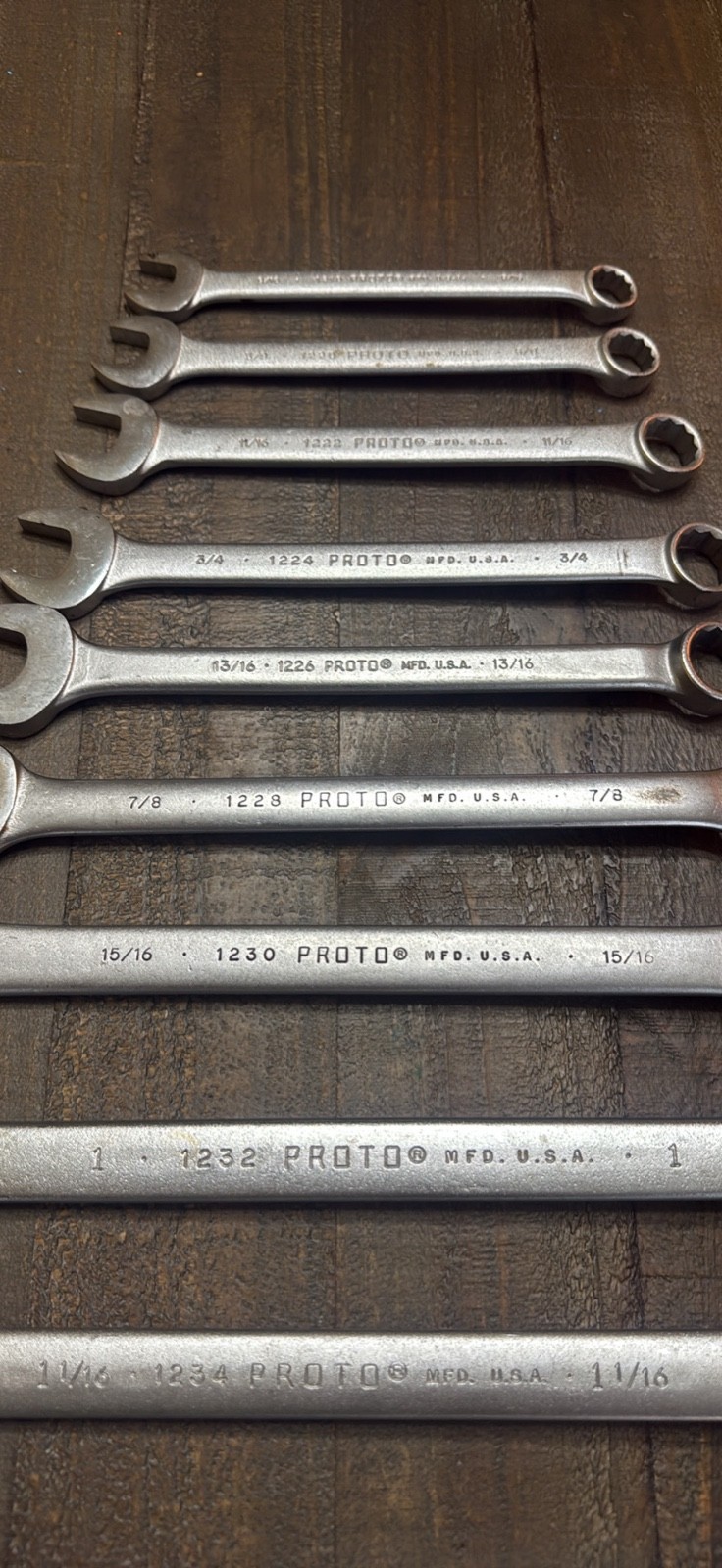Proto professional wrench set 1-1/4” to 9/16” no owner markings