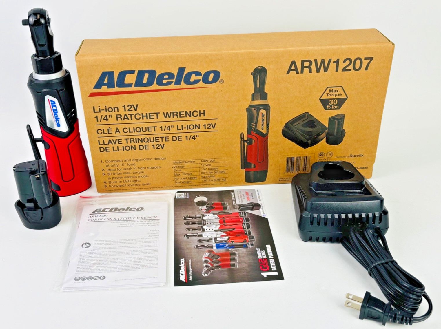 ACDelco G12 12V 1/4″ Cordless Ratchet Wrench 30 ft-lbs ARW1207