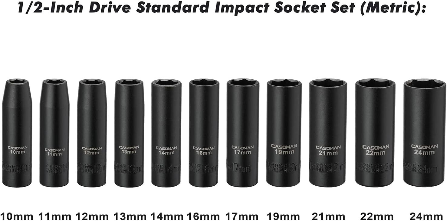 Corrosion-Resistant 1/2-Inch Impact Socket Set – 11 Durable Pieces Included