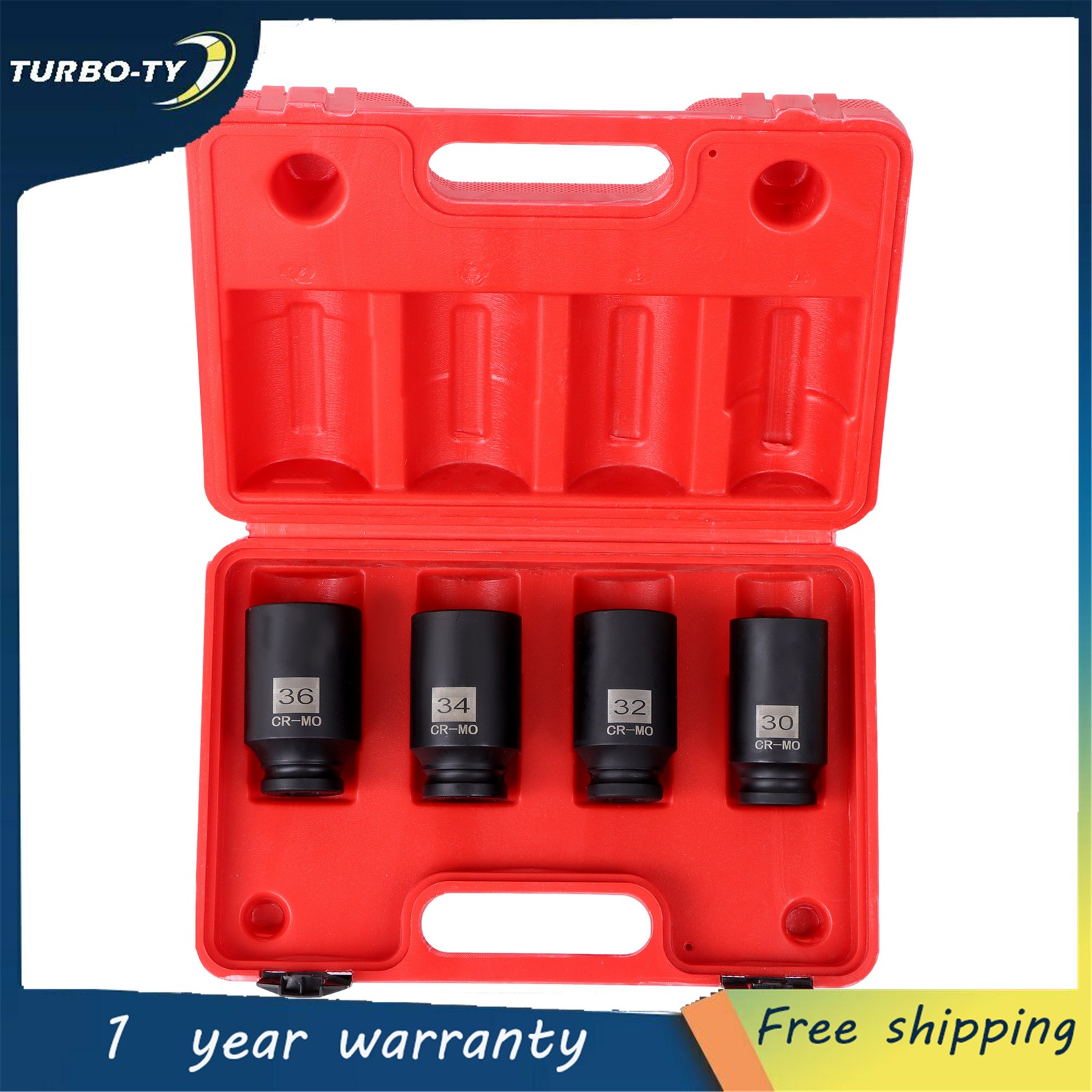 NEW 4pcs 1/2 Drive Deep Spindle Axle Nut Socket Set 30mm 32mm 34mm 36mm 12Point