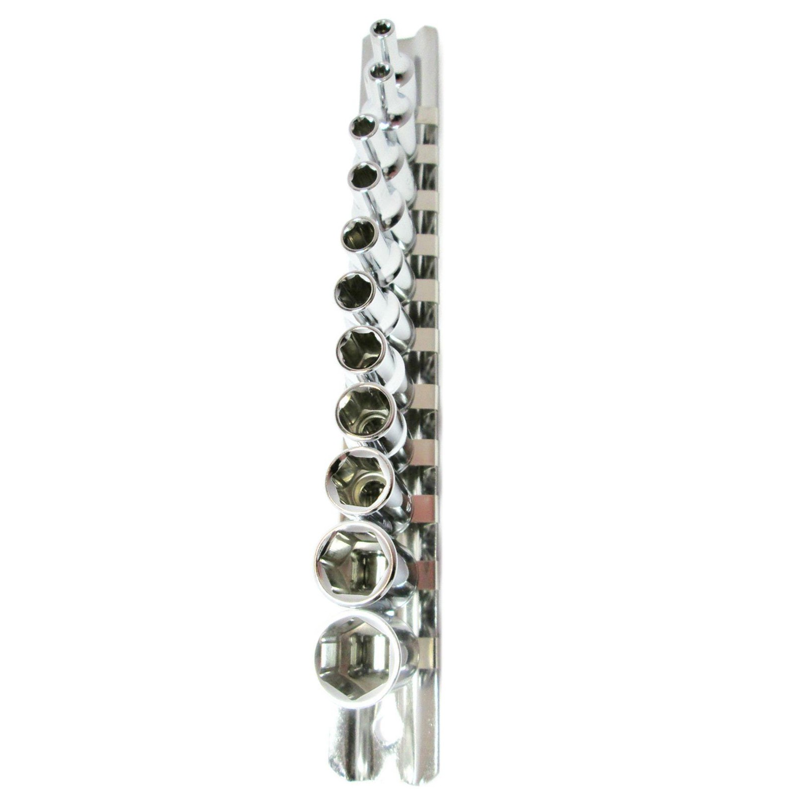 11pc 1/4″ Drive Female Socket Set CR-V Ba0-Ba10 with Rail For Cars & Bikes