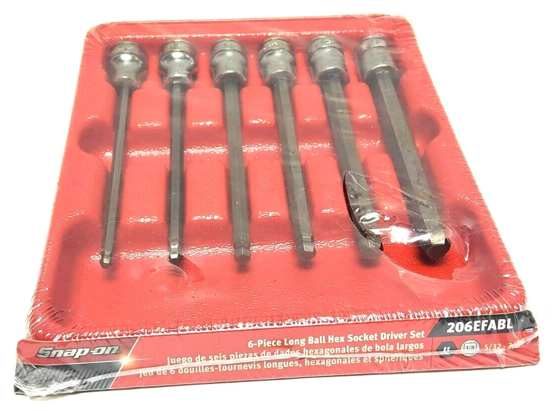 Snap-on 3/8″ drive SAE Ball End Hex Socket Driver LONG Shank 206EFABL New USA