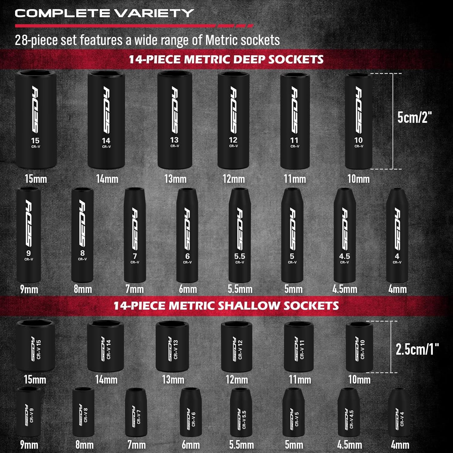 64-Piece 1/4″ Drive Impact Socket Wrench Driver-Bits Set, Cr-V Metric&SAE Dee…