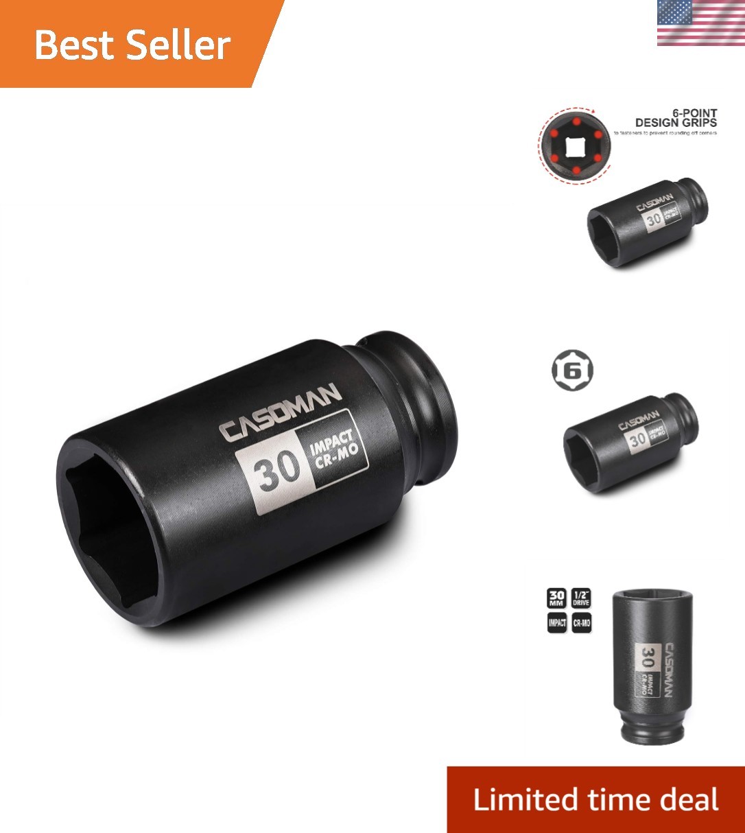 Durable 30mm 6 Point Impact Socket for Efficient Axle Nut Removal – 1/2″ Drive