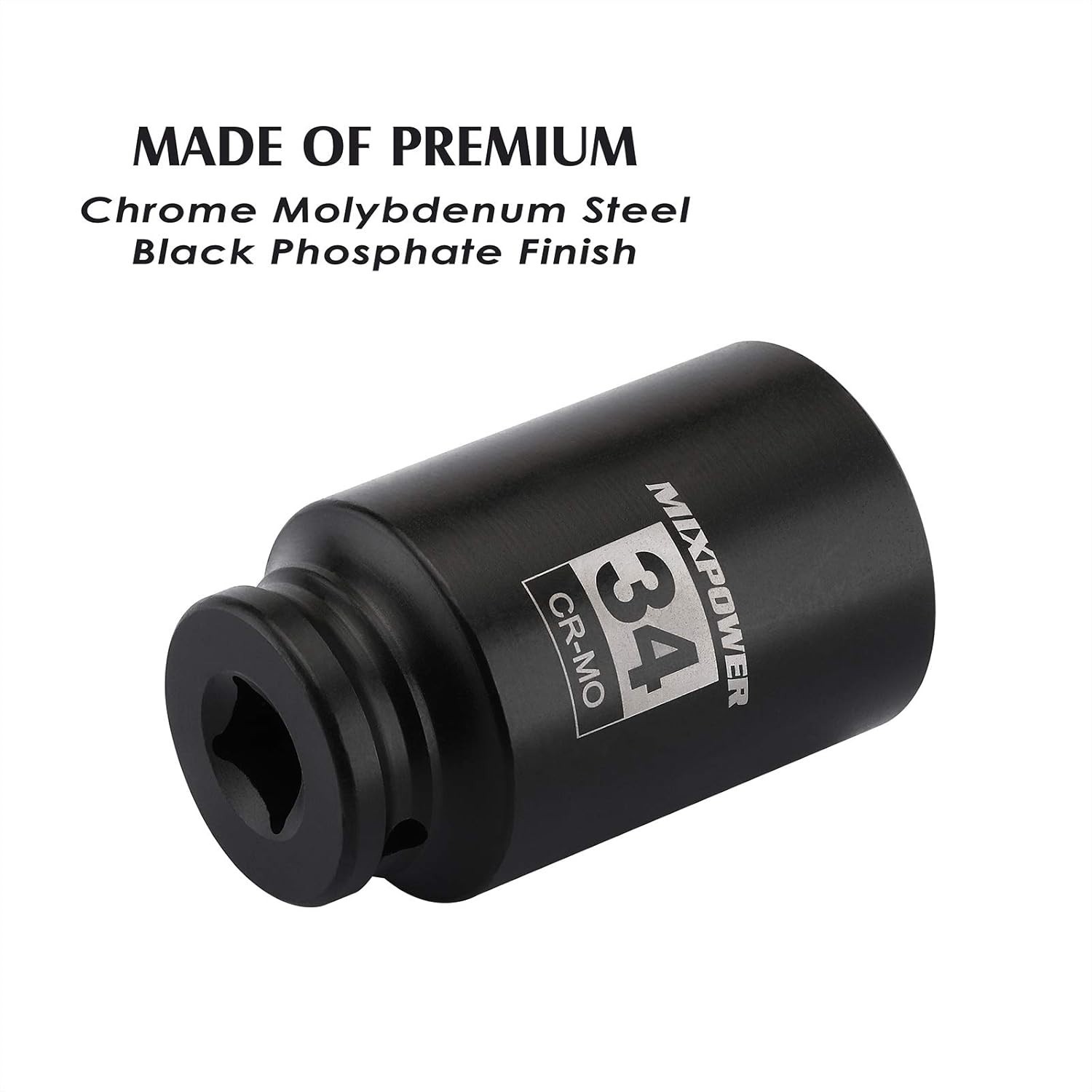 1/2″ Drive 34mm Impact Socket – Chrome Molybdenum, Laser Marked for Easy Use