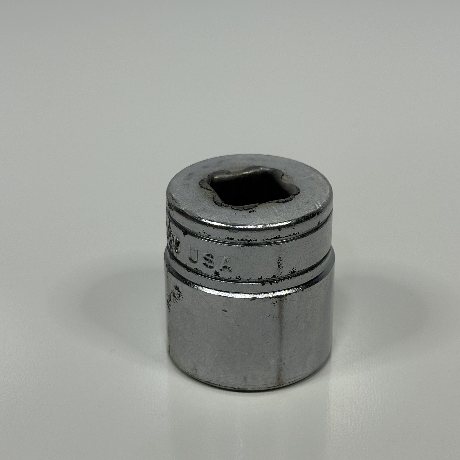 Snap On Tools F320 3/8” Dr 8 Pt SAE 5/8” Double Square Socket Chrome USA VTG